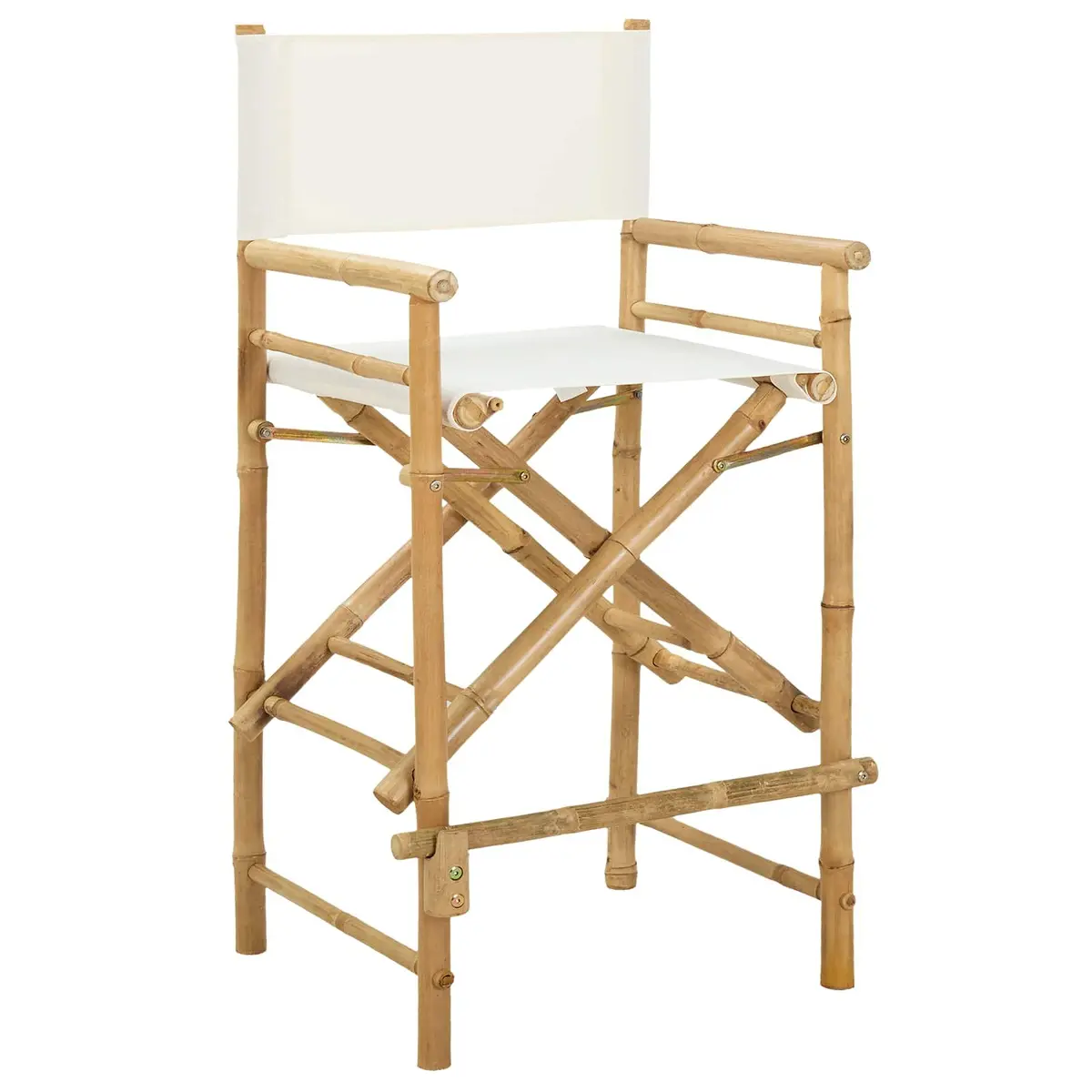 Folding Director's Chair Set of 2 Natural Bamboo Brown Outdoor Indoor Seating