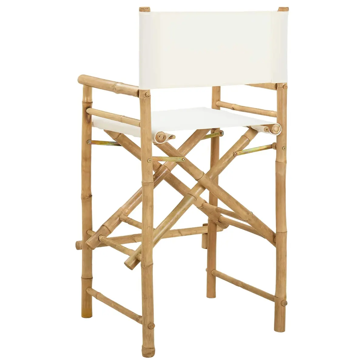 Folding Director's Chair Set of 2 Natural Bamboo Brown Outdoor Indoor Seating