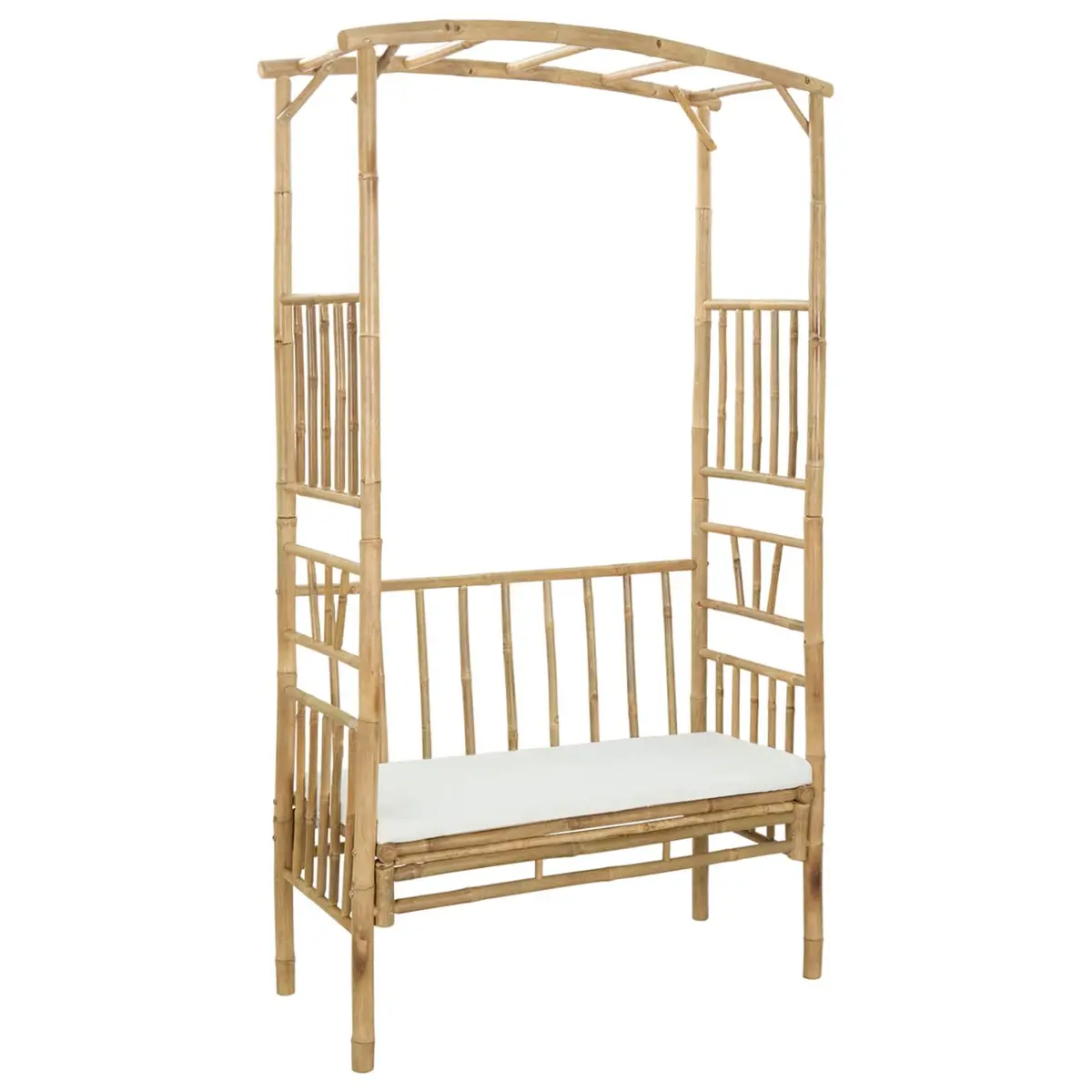 Garden Arch with Bench Bamboo Outdoor Structure Modern Design 115x50x205cm
