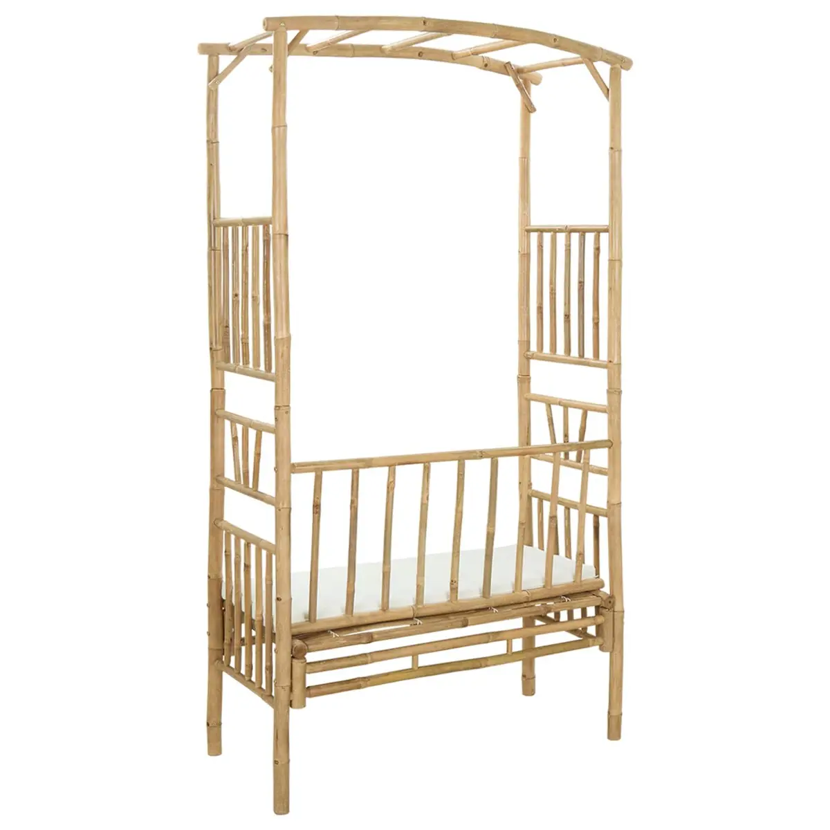 Garden Arch with Bench Bamboo Outdoor Structure Modern Design 115x50x205cm