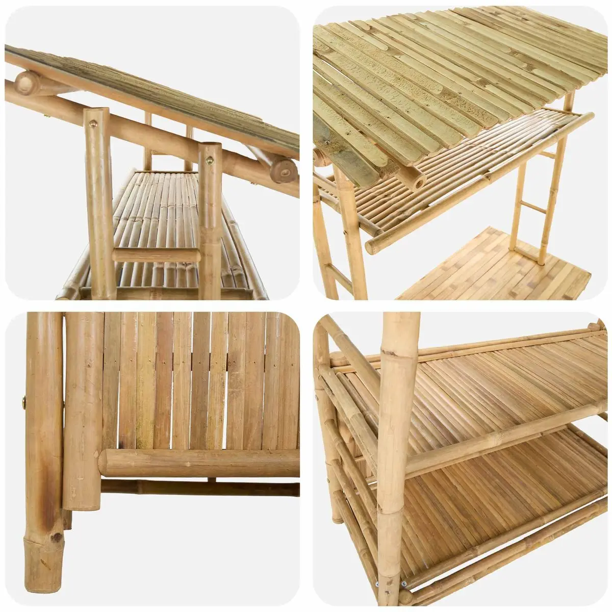 Outdoor Bar Table Bamboo Natural Brown 110 x 50 x 210 cm Garden Patio Furniture
