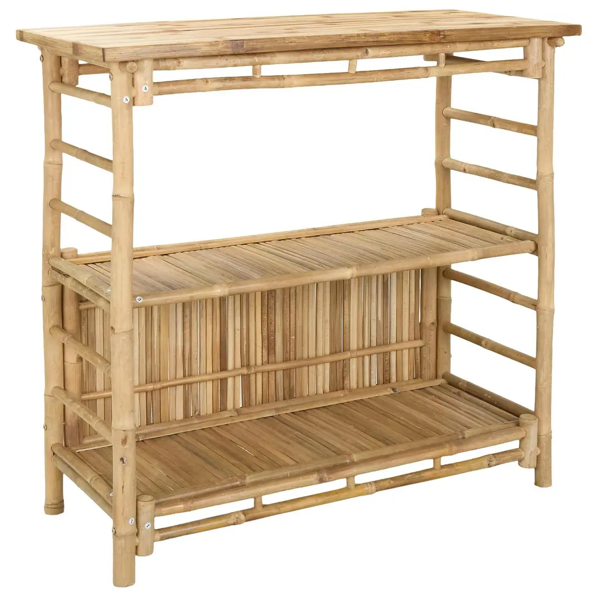 Outdoor Bar Table Bamboo Brown Modern Garden Patio Furniture Shelves