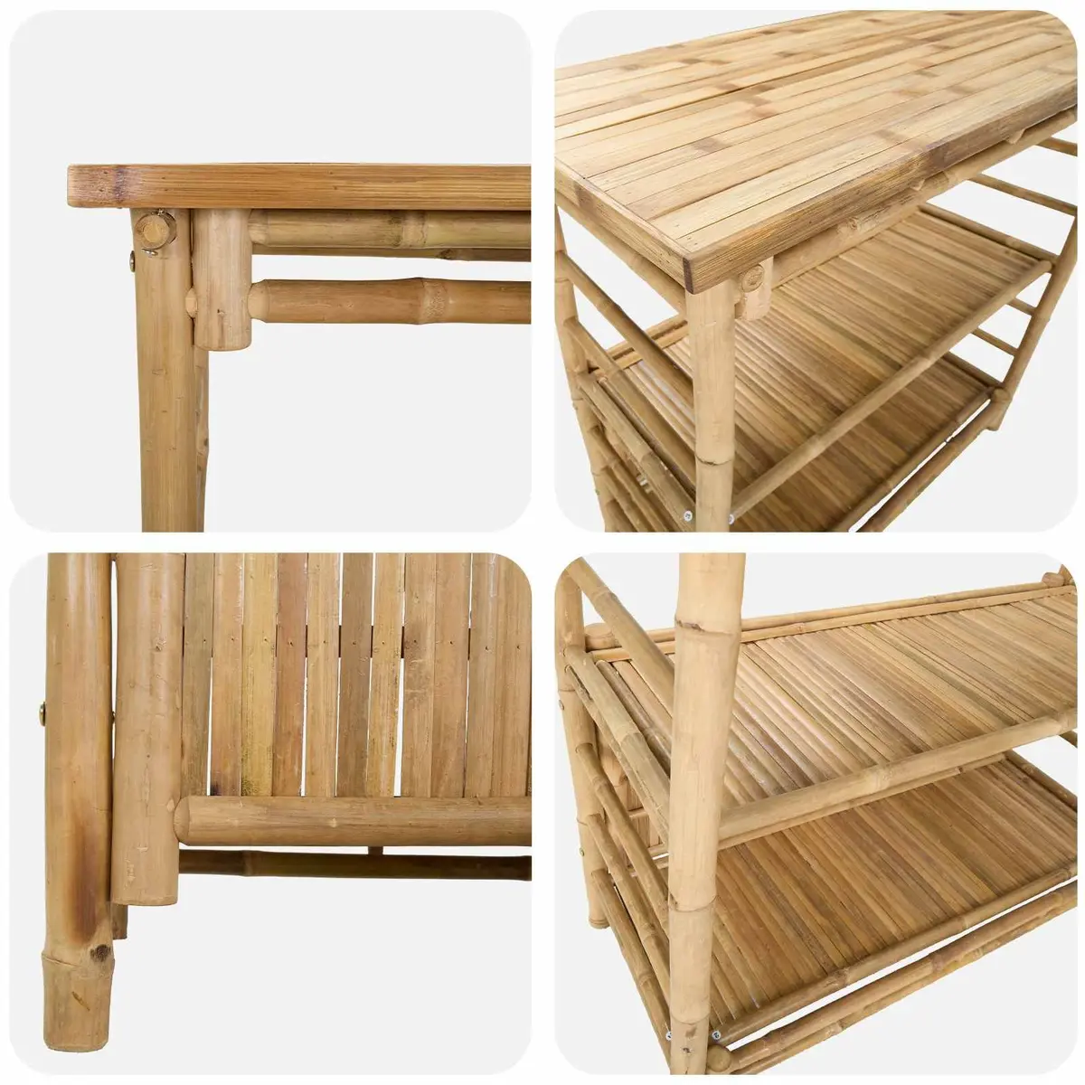 Outdoor Bar Table Bamboo Brown Modern Garden Patio Furniture Shelves