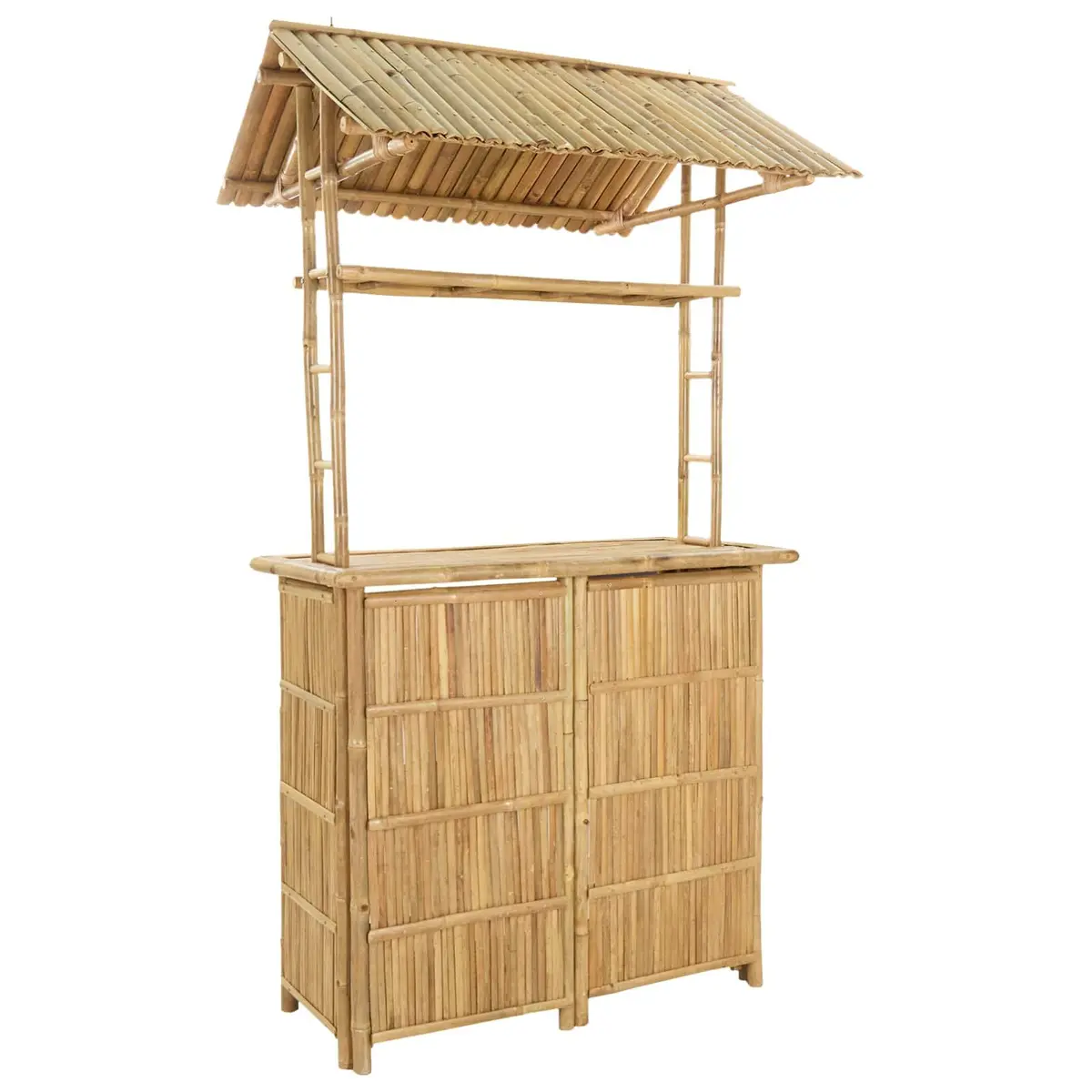 Outdoor Bar Table Bamboo with Shelves Modern Garden Patio Furniture 115x95x214cm