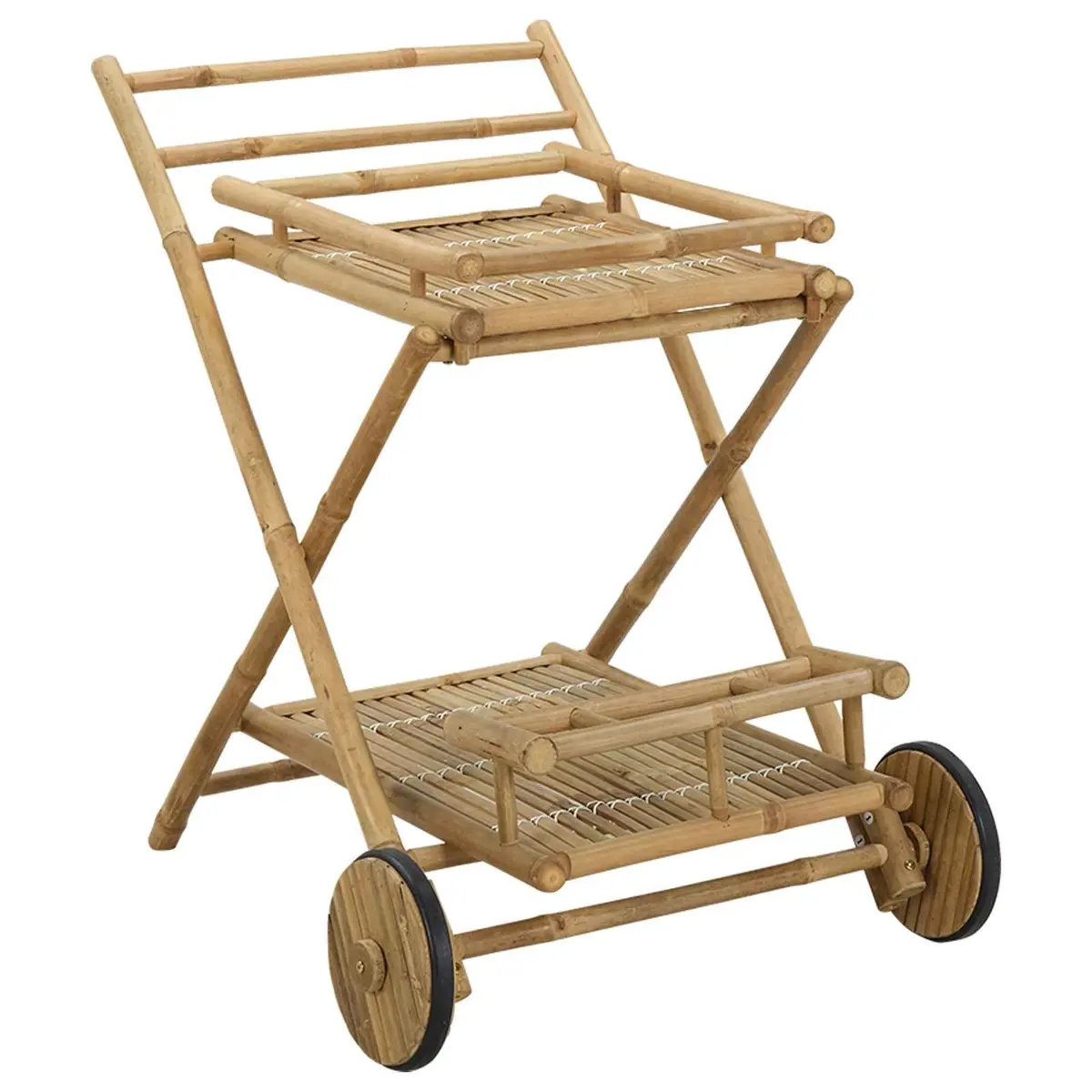 Bamboo Serving Trolley with Wheels Brown 79 x 67.5 x 84 cm