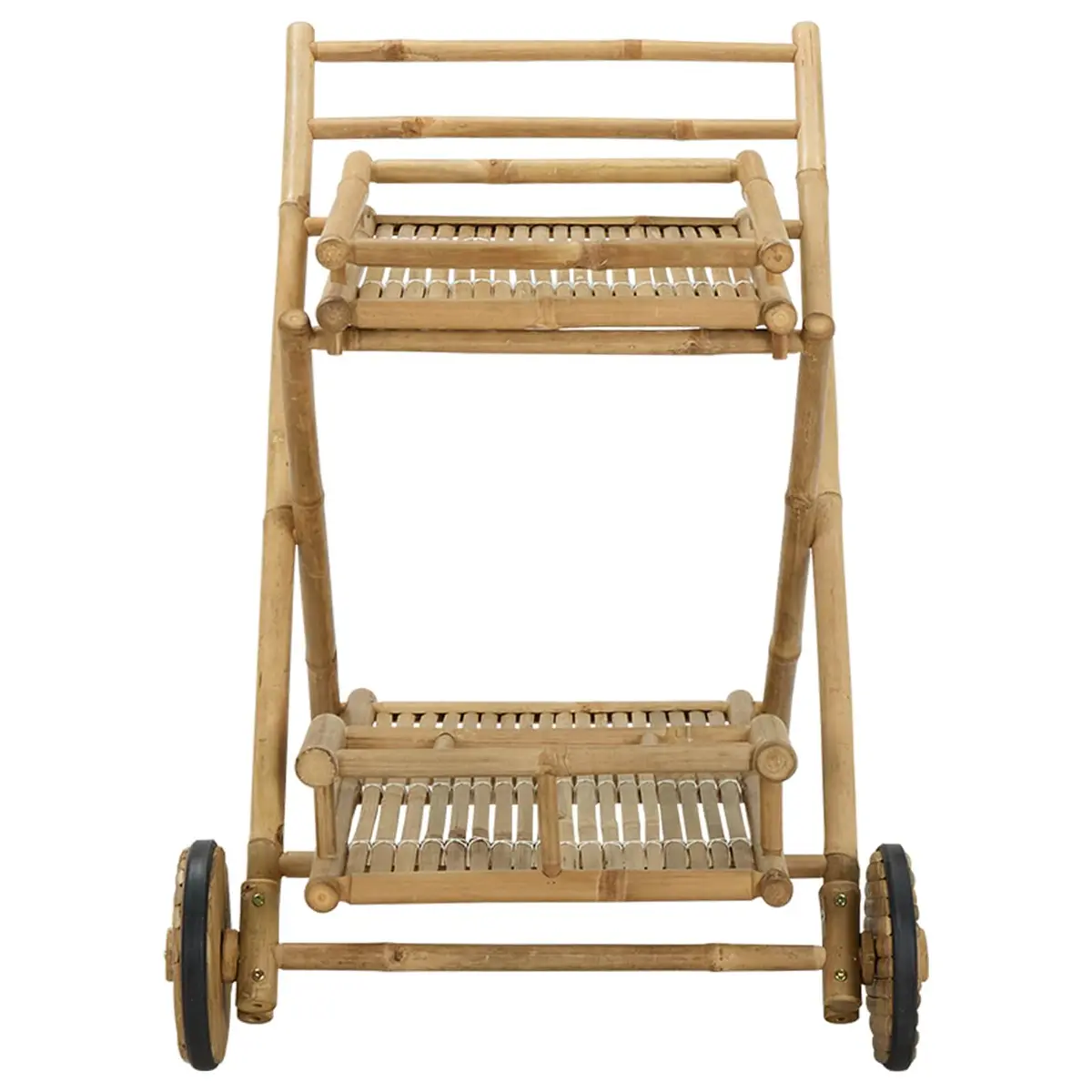 Bamboo Serving Trolley with Wheels Brown 79 x 67.5 x 84 cm