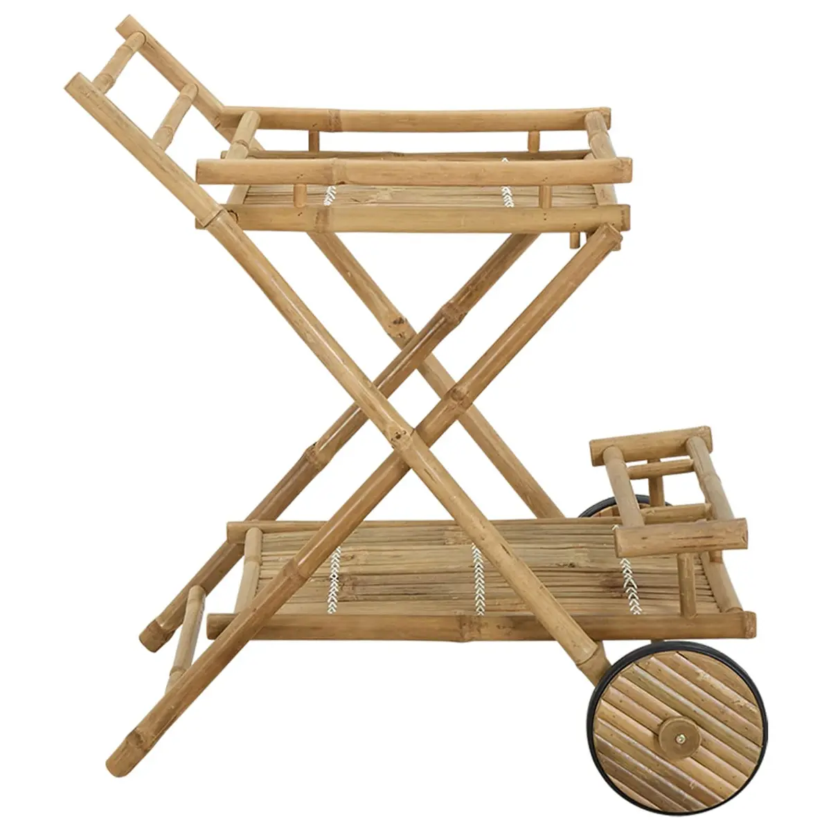 Bamboo Serving Trolley with Wheels Brown 79 x 67.5 x 84 cm