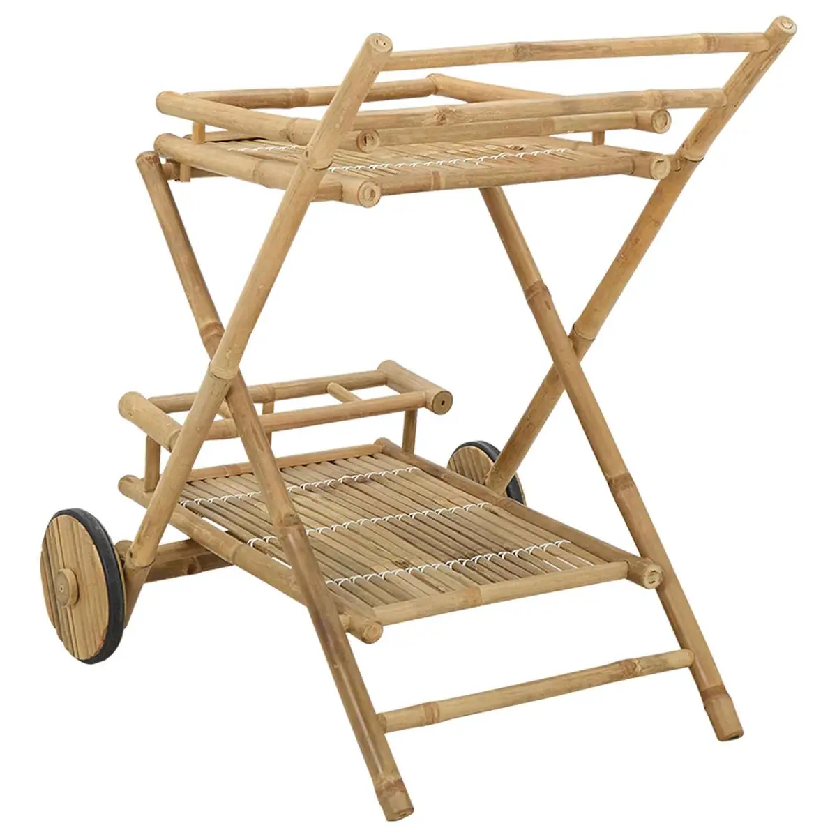Bamboo Serving Trolley with Wheels Brown 79 x 67.5 x 84 cm