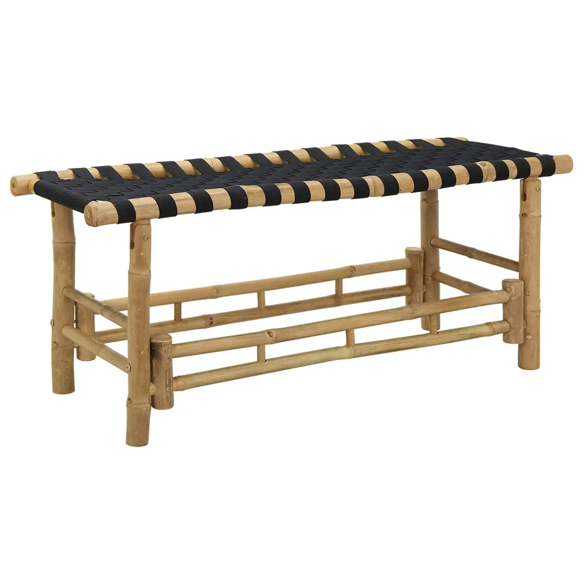Garden Bench Bamboo Rectangular 110x38x40cm Outdoor Indoor Seating