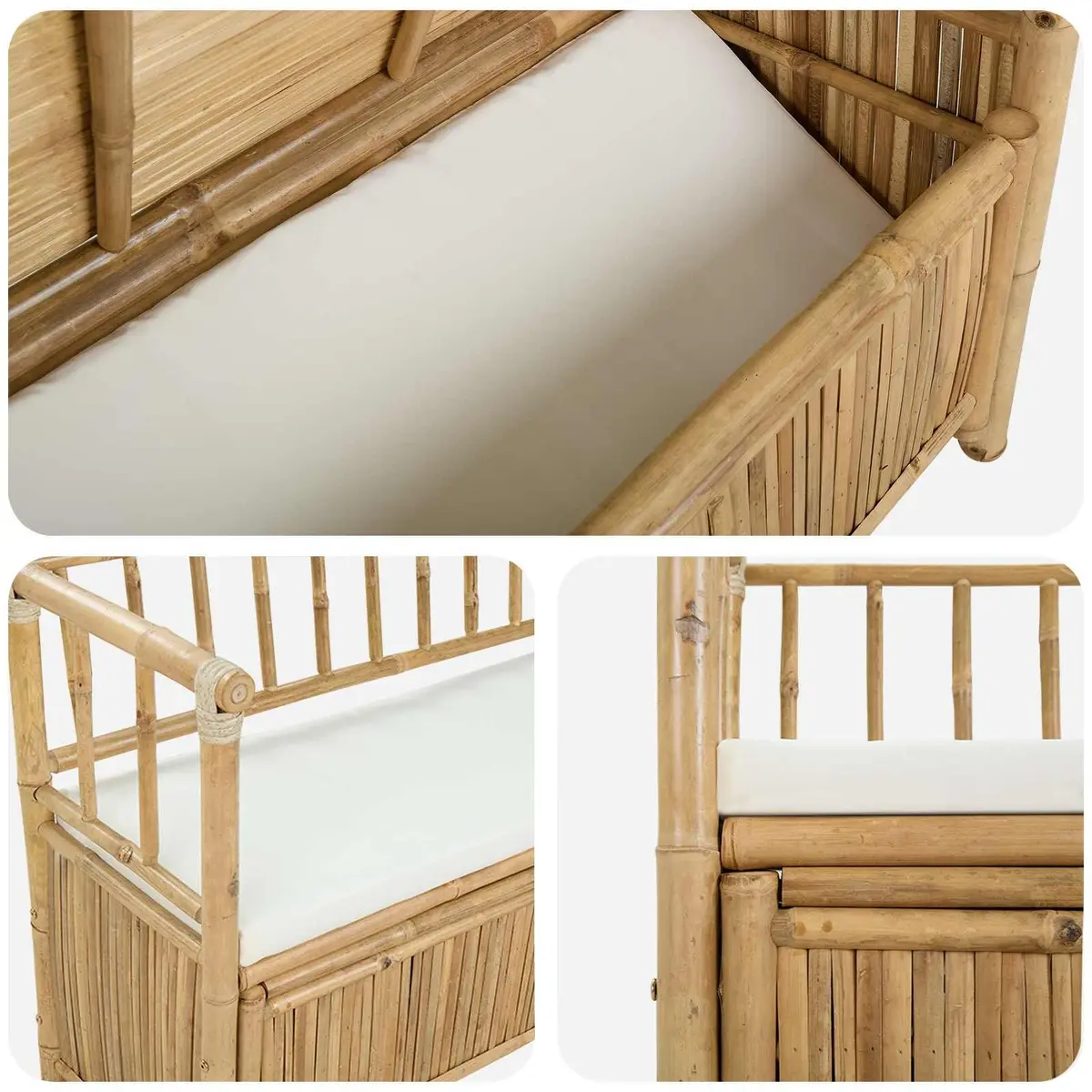 Garden Storage Bench Bamboo 110x47x80cm Brown