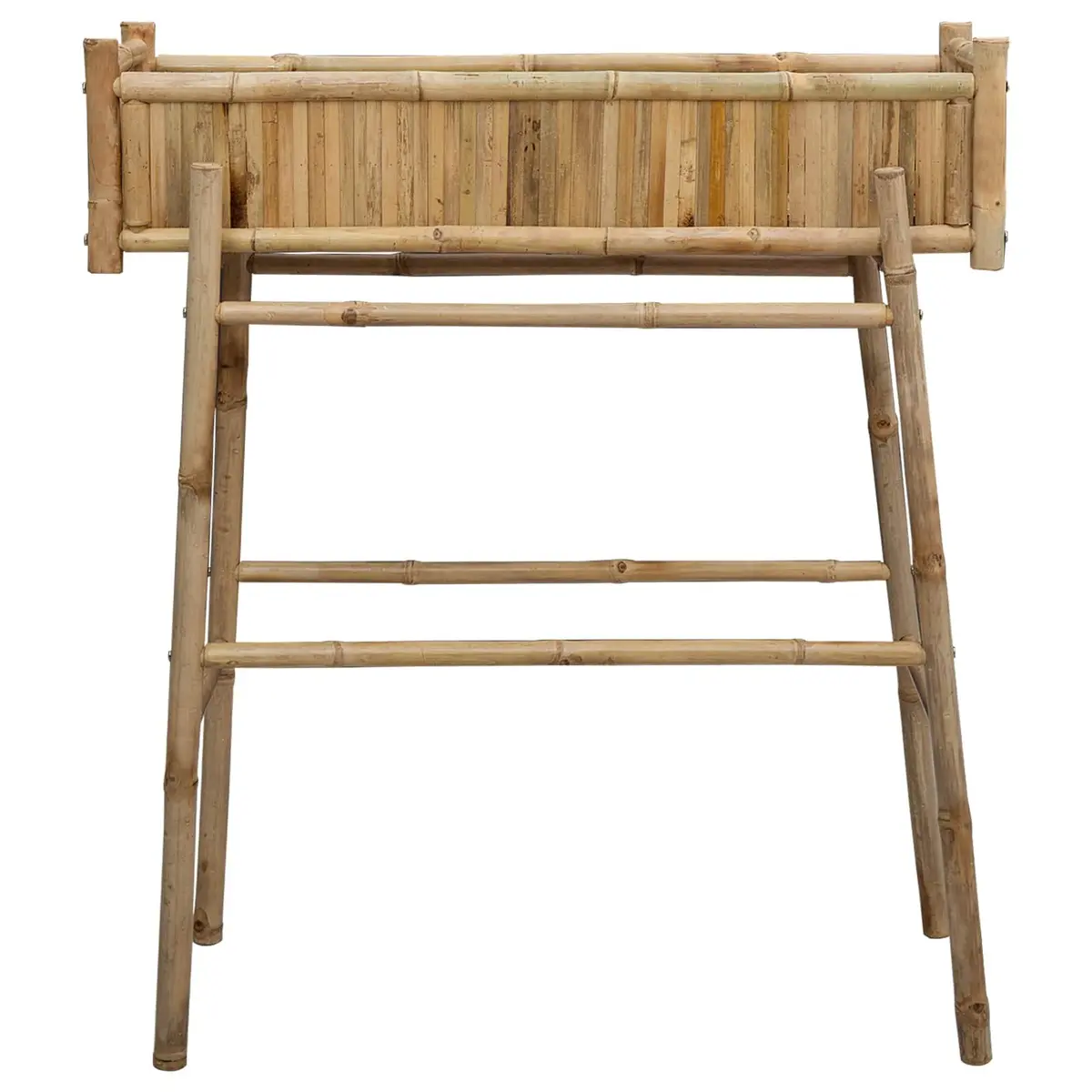 Garden Planter with Holder Brown Bamboo Outdoor Patio Balcony Plant Container