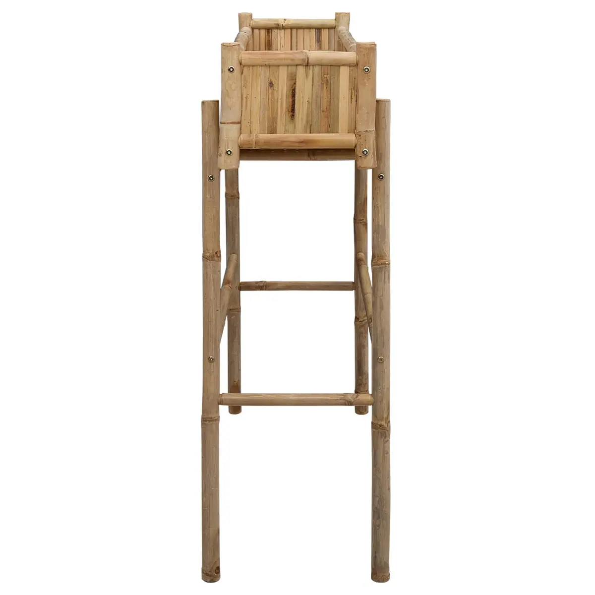 Garden Planter with Holder Brown Bamboo Outdoor Patio Balcony Plant Container