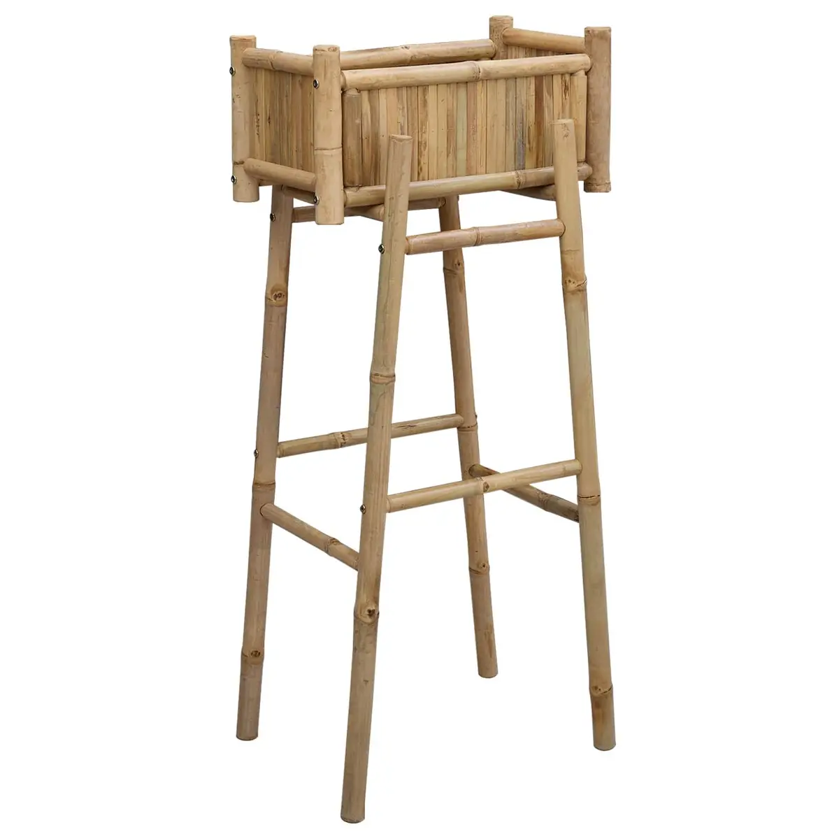 Garden Planter with Holder Bamboo Brown Outdoor Patio Balcony 50 x 38 x 114 cm
