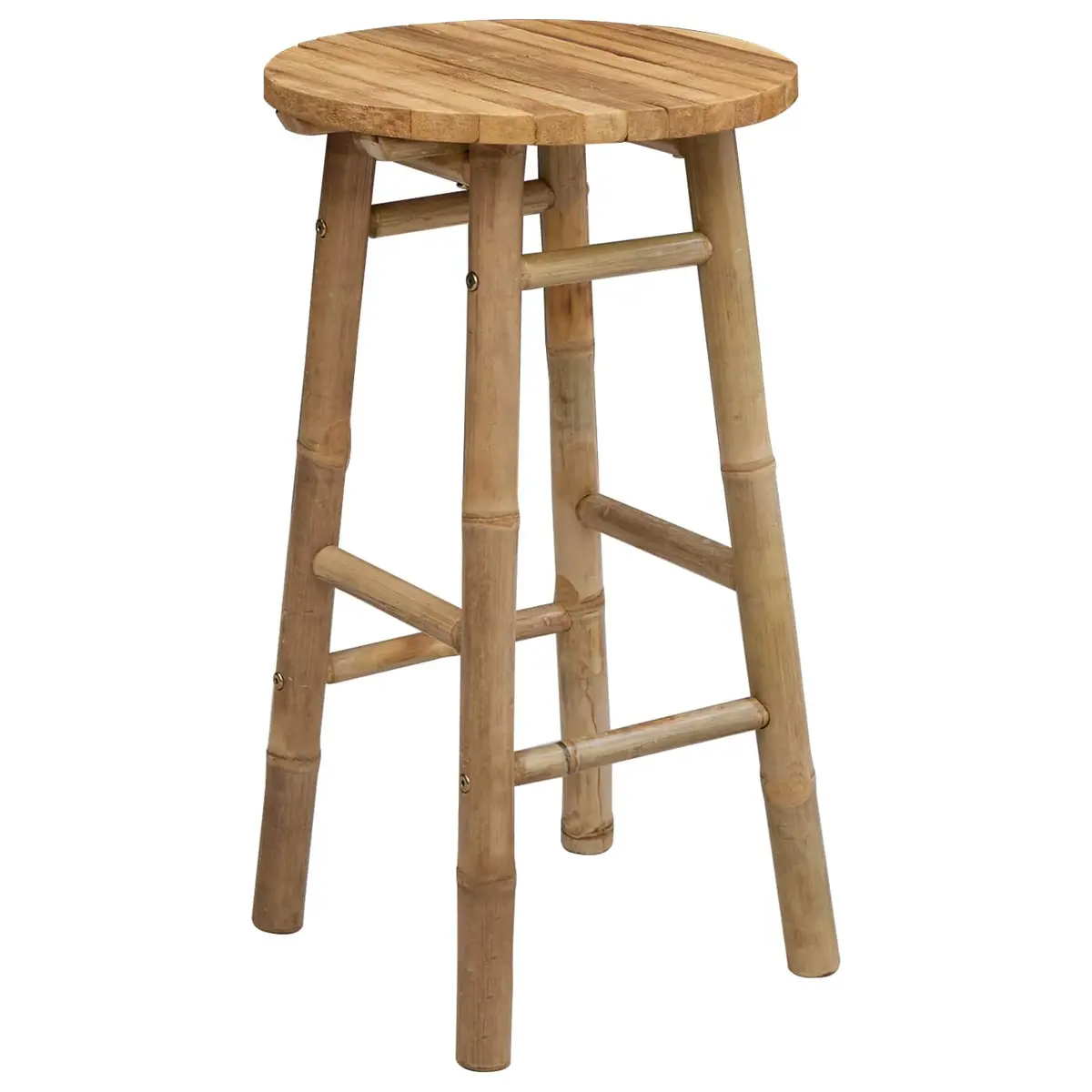 Bamboo Garden Stool Natural Brown Outdoor Indoor Seating Lightweight Portable