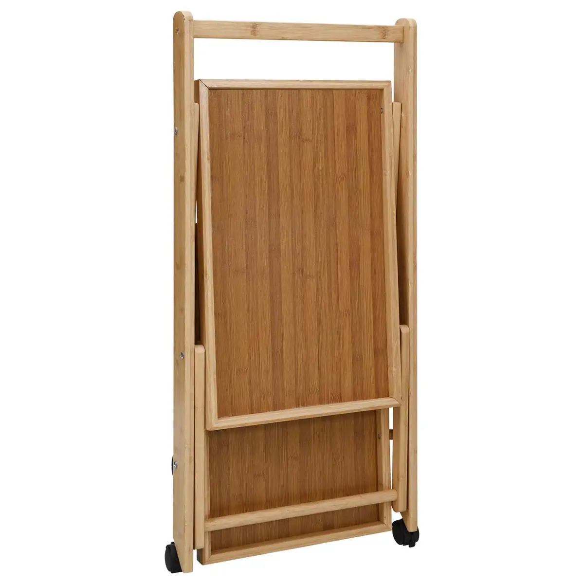 Kitchen Trolley Foldable Two-Tier Storage Bamboo 65 x 40.5 x 76.5 cm