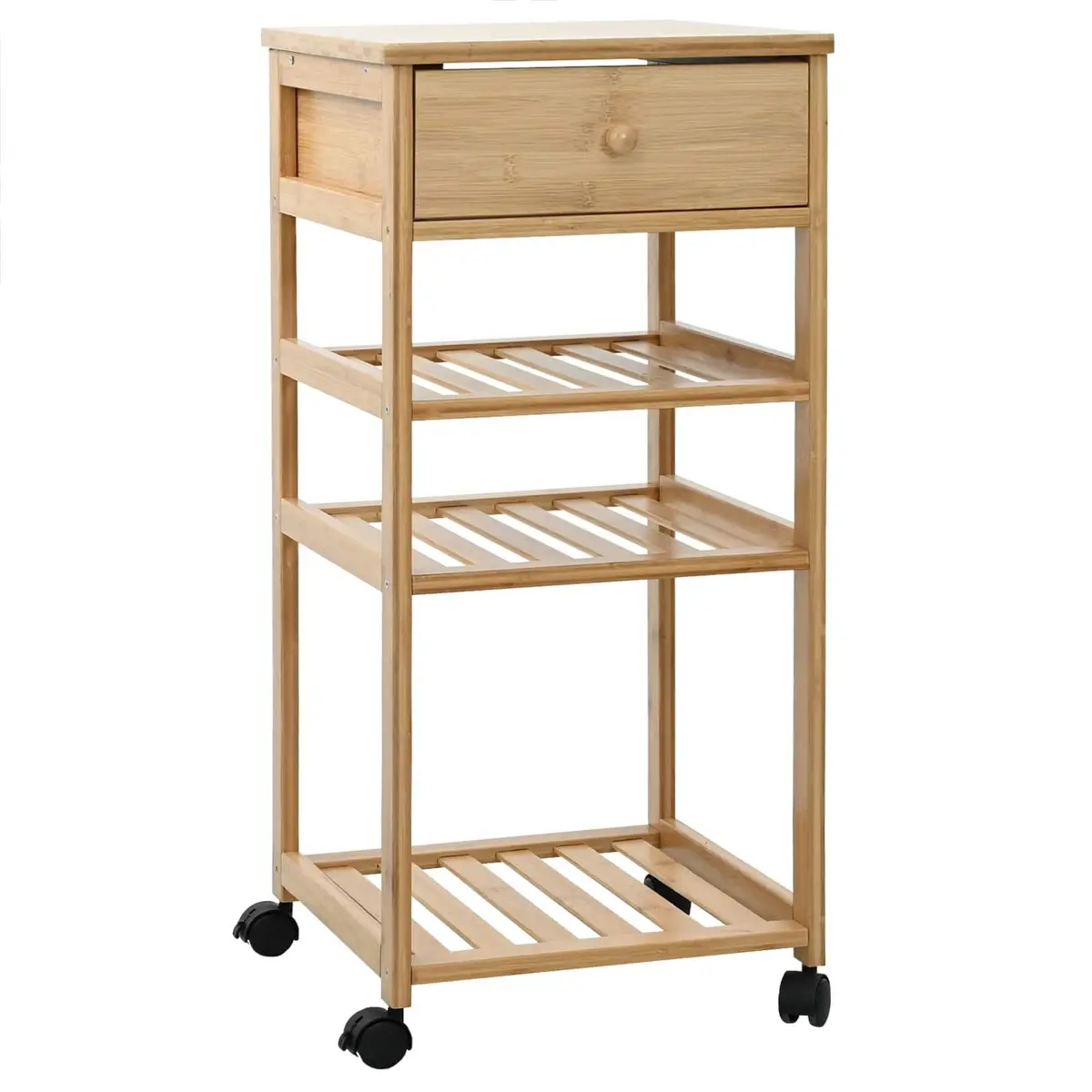 Bamboo Kitchen Trolley Rolling Storage Cart 3 Tier 37 x 36 x 80 cm