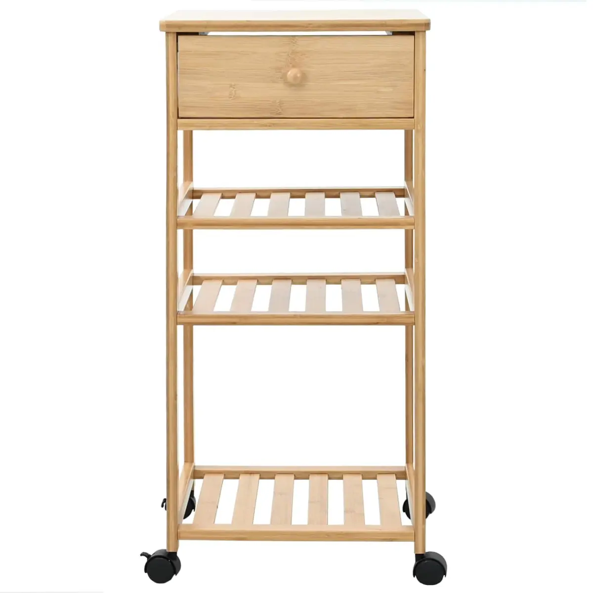 Bamboo Kitchen Trolley Rolling Storage Cart 3 Tier 37 x 36 x 80 cm