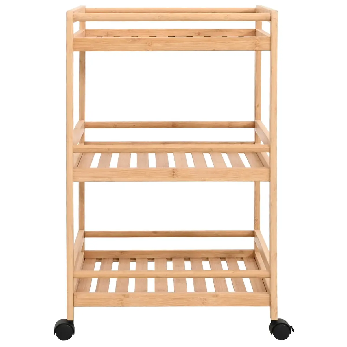 Kitchen Trolley with Wheels 46x38x76cm Three Tier Storage Bamboo Brown