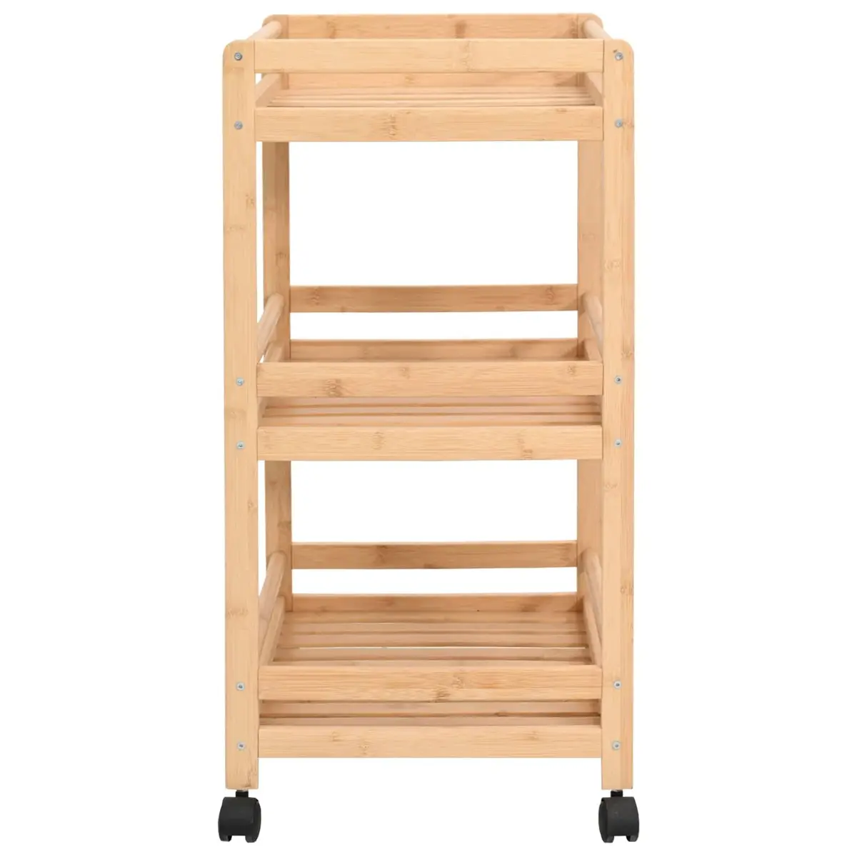 Kitchen Trolley with Wheels 46x38x76cm Three Tier Storage Bamboo Brown
