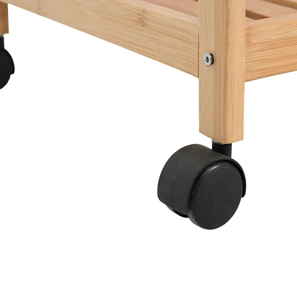 Kitchen Trolley with Wheels 46x38x76cm Three Tier Storage Bamboo Brown