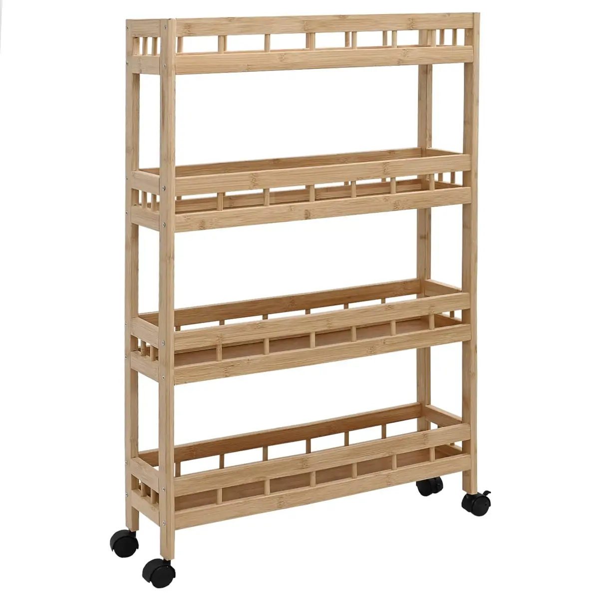 Kitchen Trolley 4-Tier Storage Organiser with Wheels 60x18x97cm
