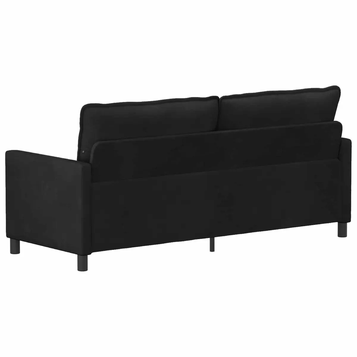 Black Velvet Sofa Modern Living Room Furniture Rectangular Sleek Design Indoor