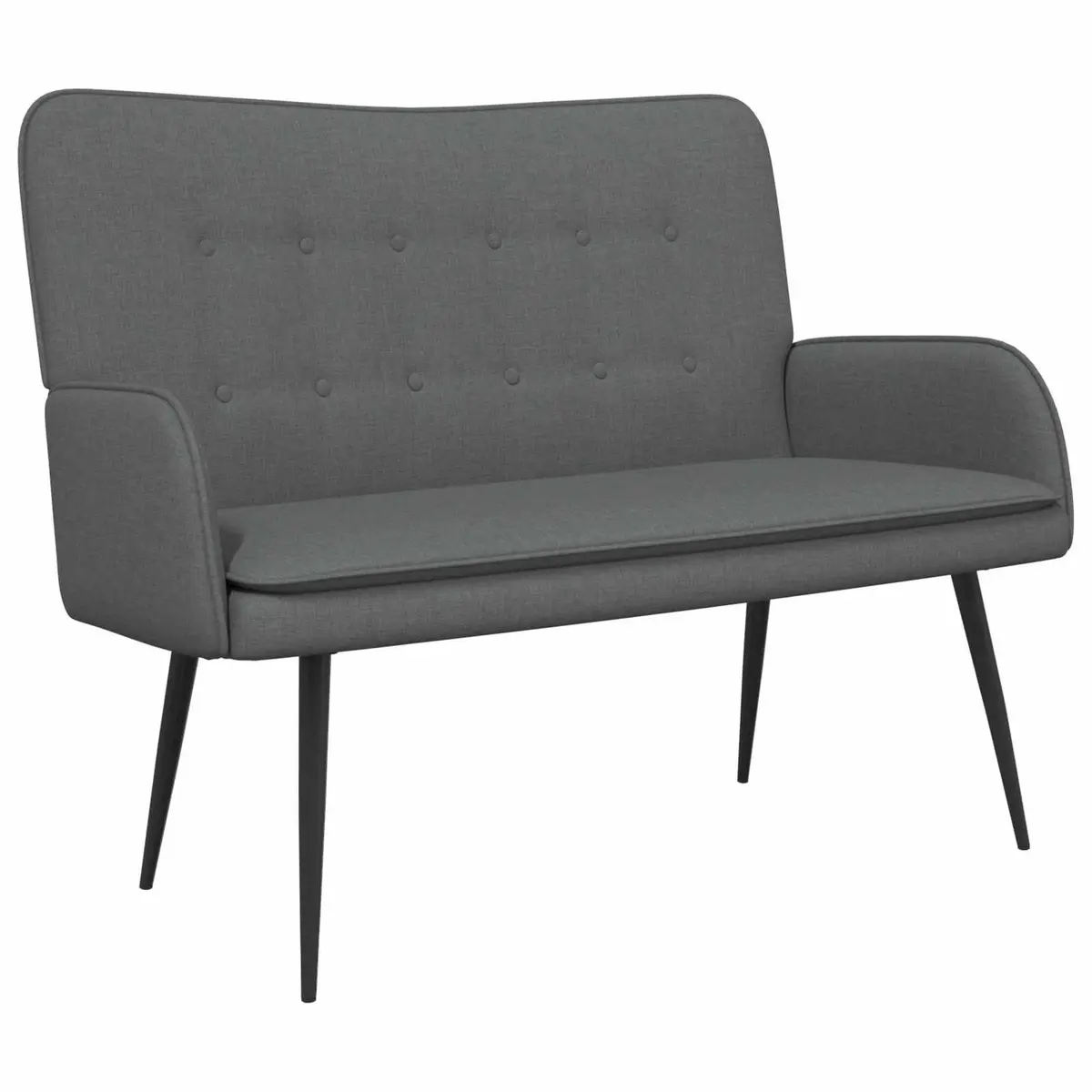 2-Seater Sofa Grey Fabric Button-Tufted Armrest Compact Living Room Couch