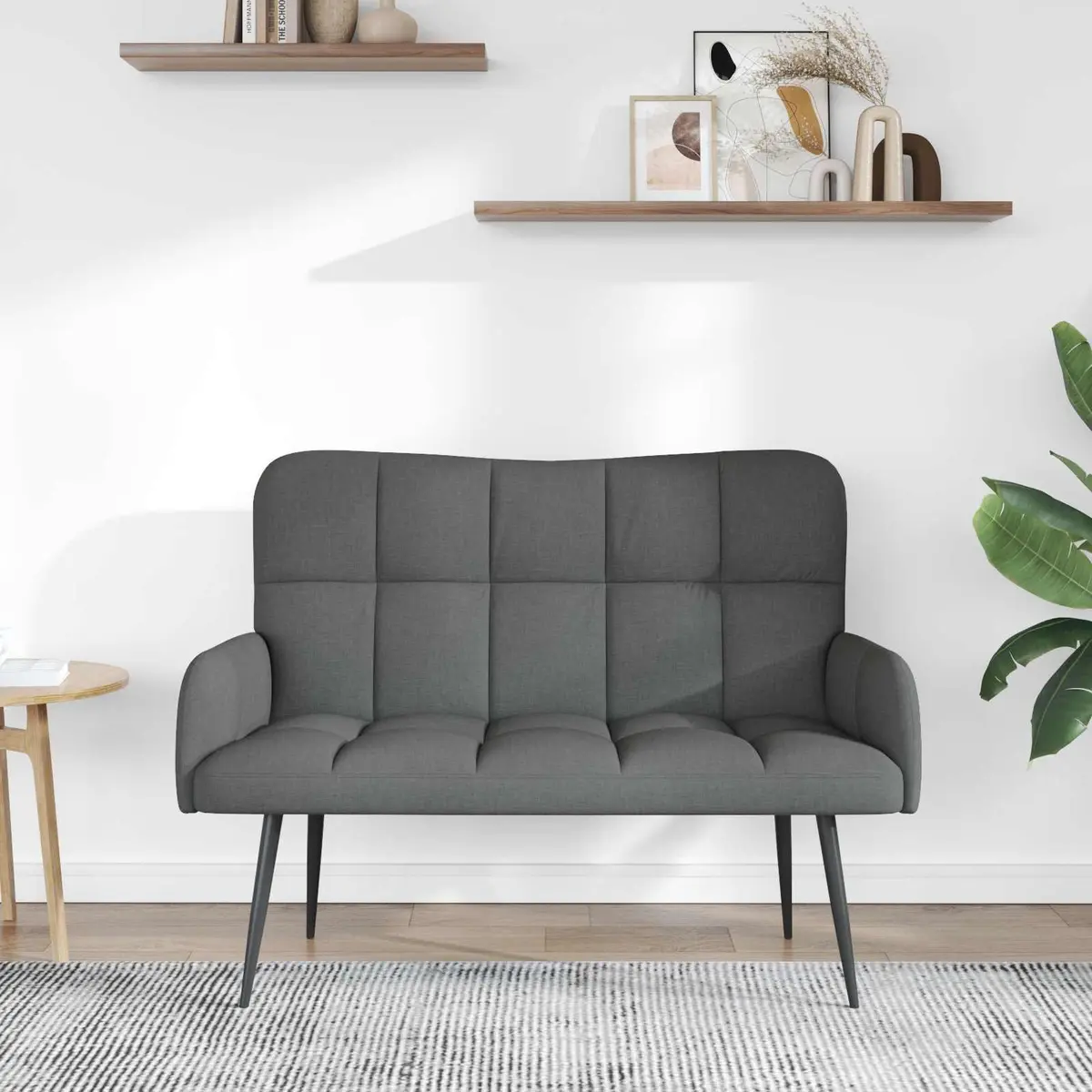 2-Seater Sofa Dark Grey Compact Loveseat Furniture