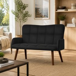 2-Seater Sofa Black Velvet Modern Living Room Bedroom Furniture 115x61x87cm