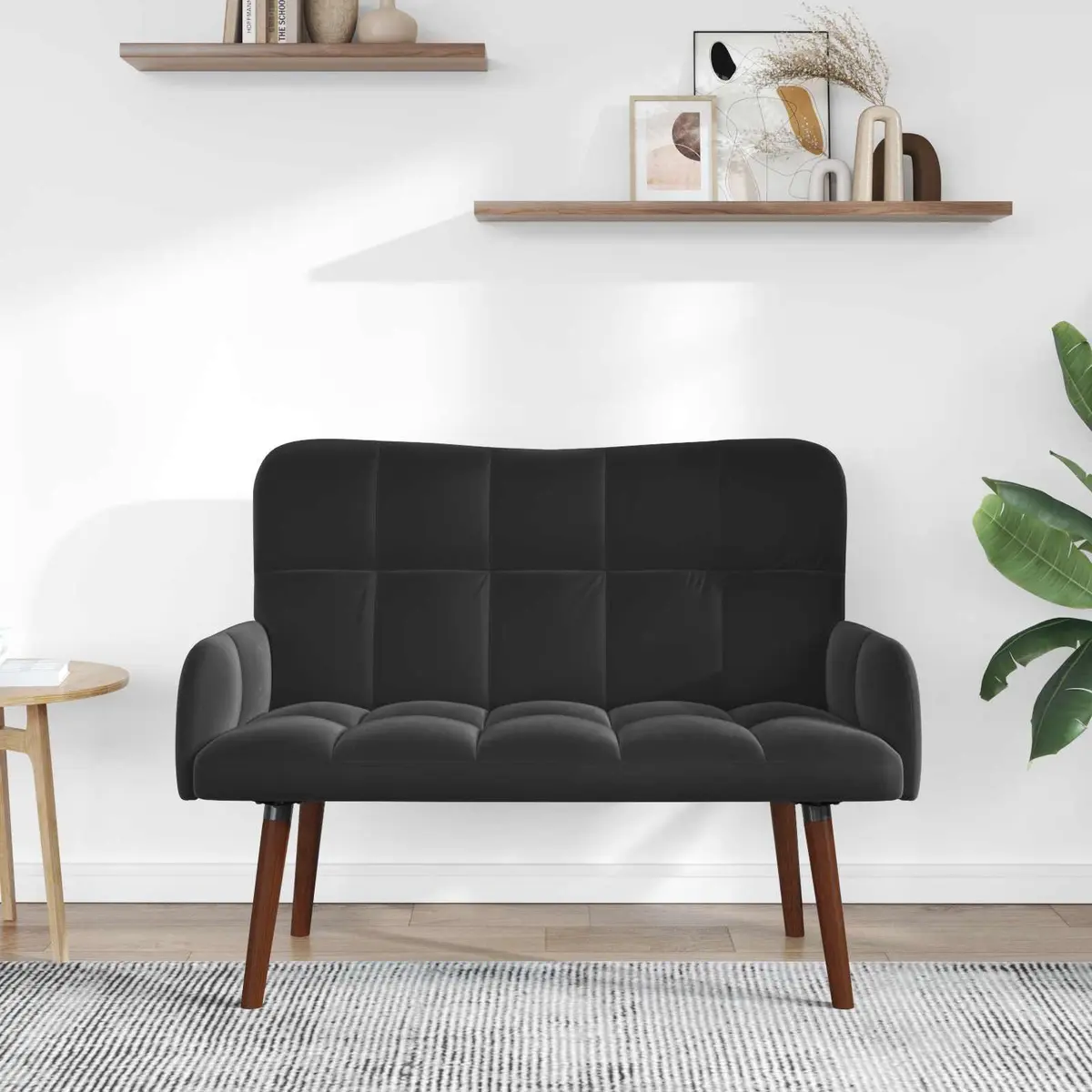 Black Velvet 2-Seater Sofa