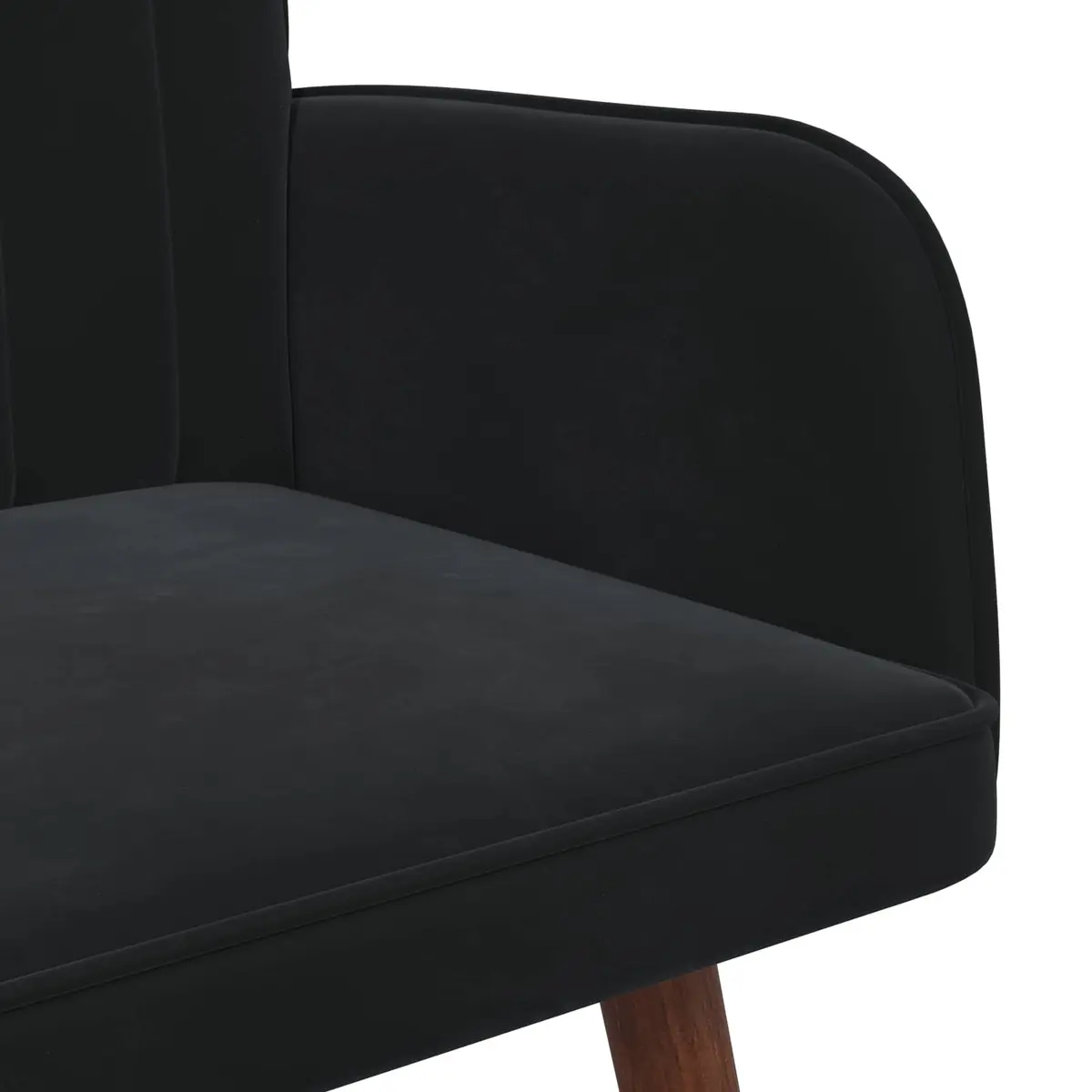 2-Seater Sofa Black Velvet Upholstery Living Room Furniture Compact Modern
