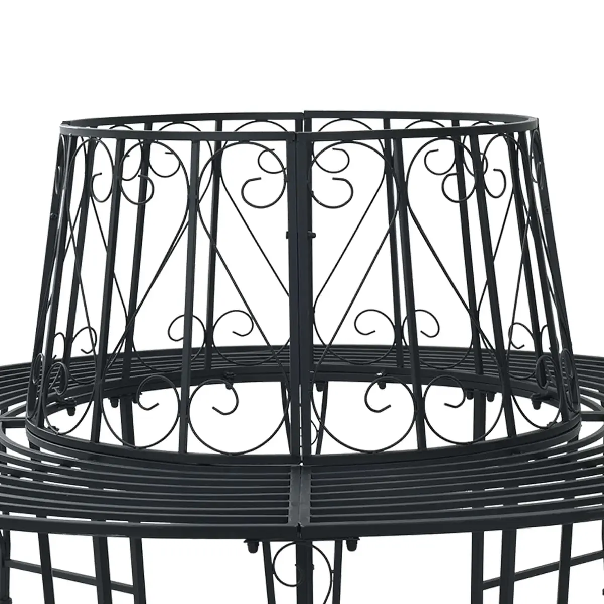 Tree Bench Round Steel Outdoor Seating Black 160cm