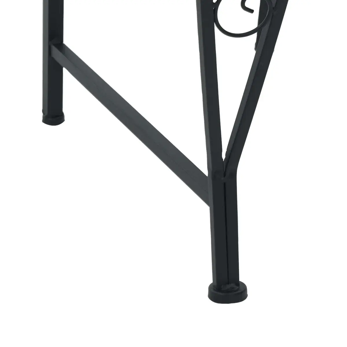Outdoor Tree Bench Half-Round Black Steel 4-Seater Garden Furniture