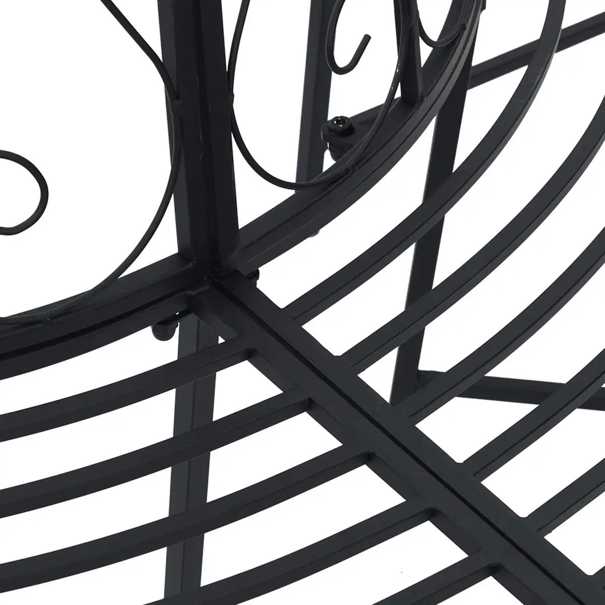 Outdoor Tree Bench Half-Round Black Steel 4-Seater Garden Furniture