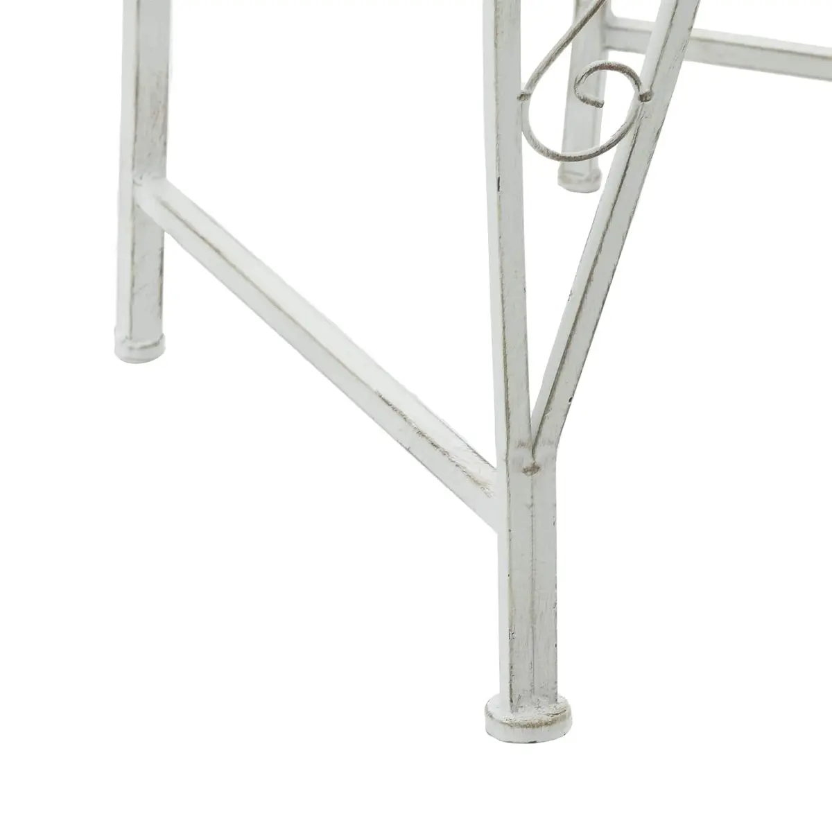 Round Steel Tree Bench 8-Seater Outdoor Seating Antique White Ø160cm