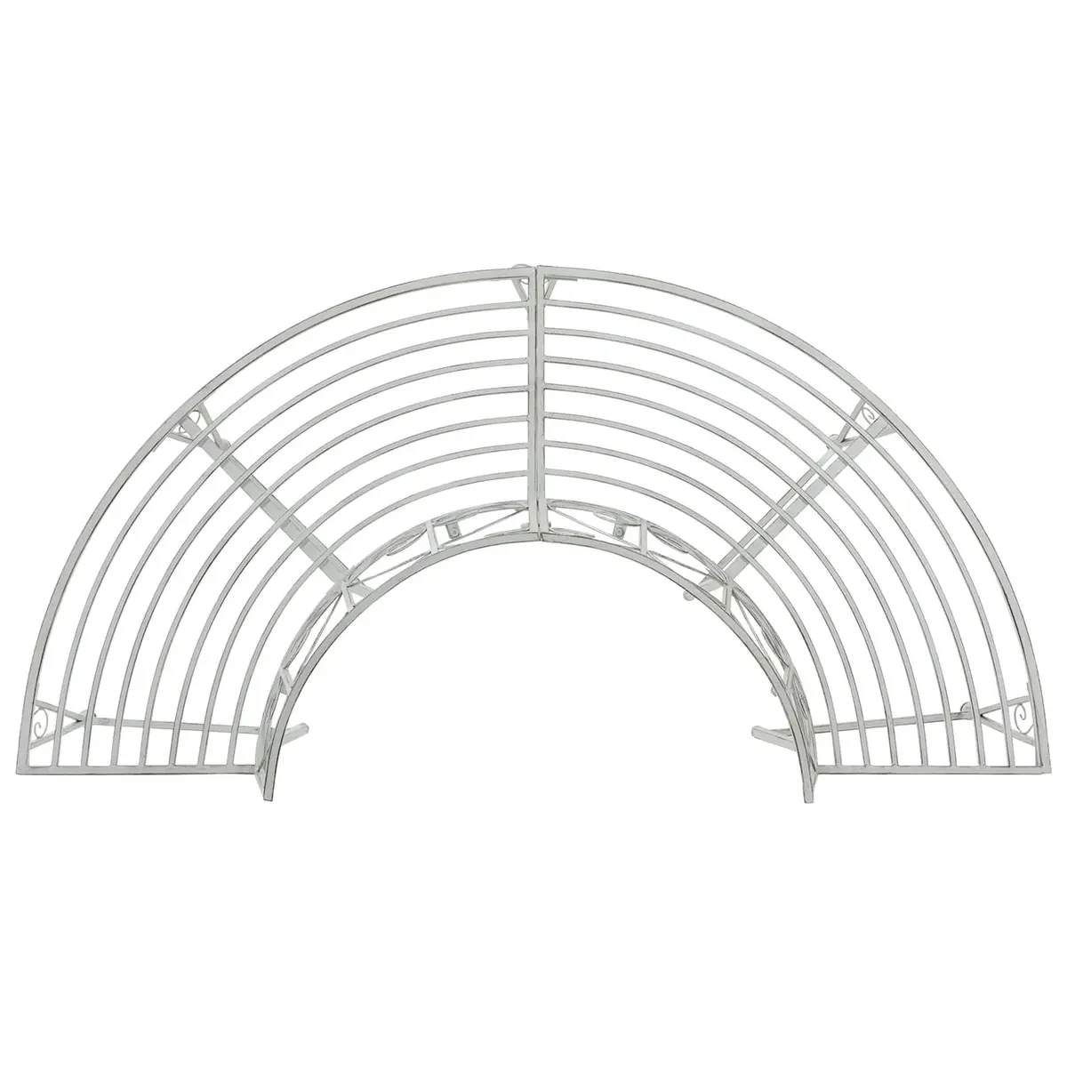 Outdoor Tree Bench 4-Seater Backyard Garden Seat Steel Antique White 160x80x89cm