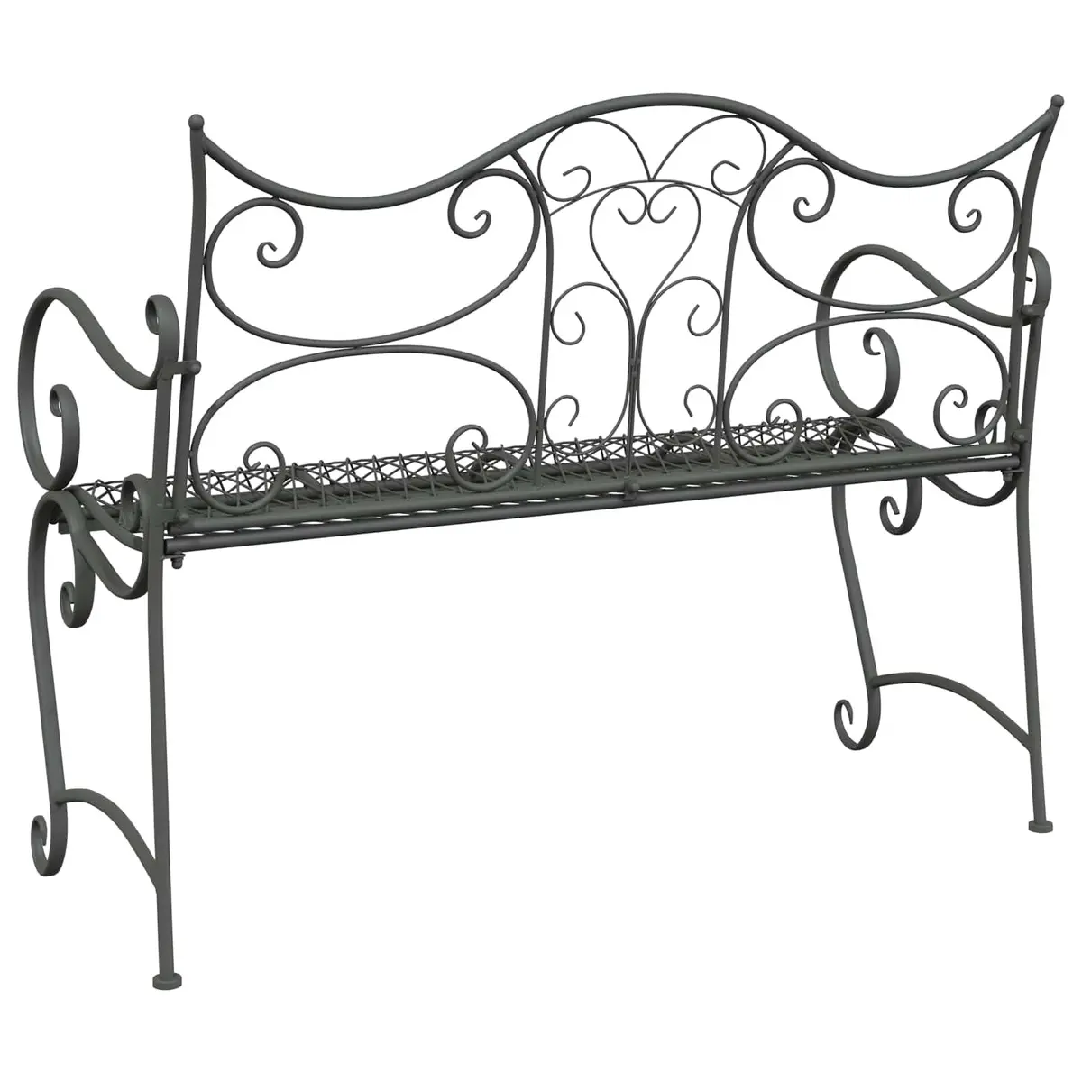 2-Seater Garden Bench in Silver Steel