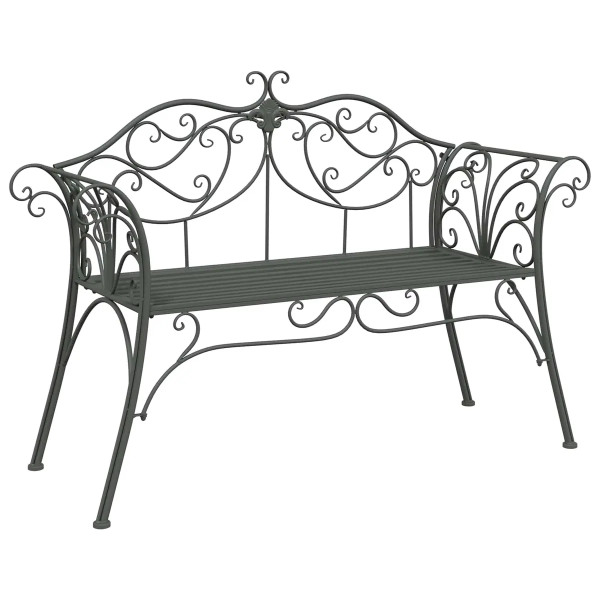 Garden Bench 2-Seater Outdoor Seating Steel Silver Grey 130cm Backyard Furniture