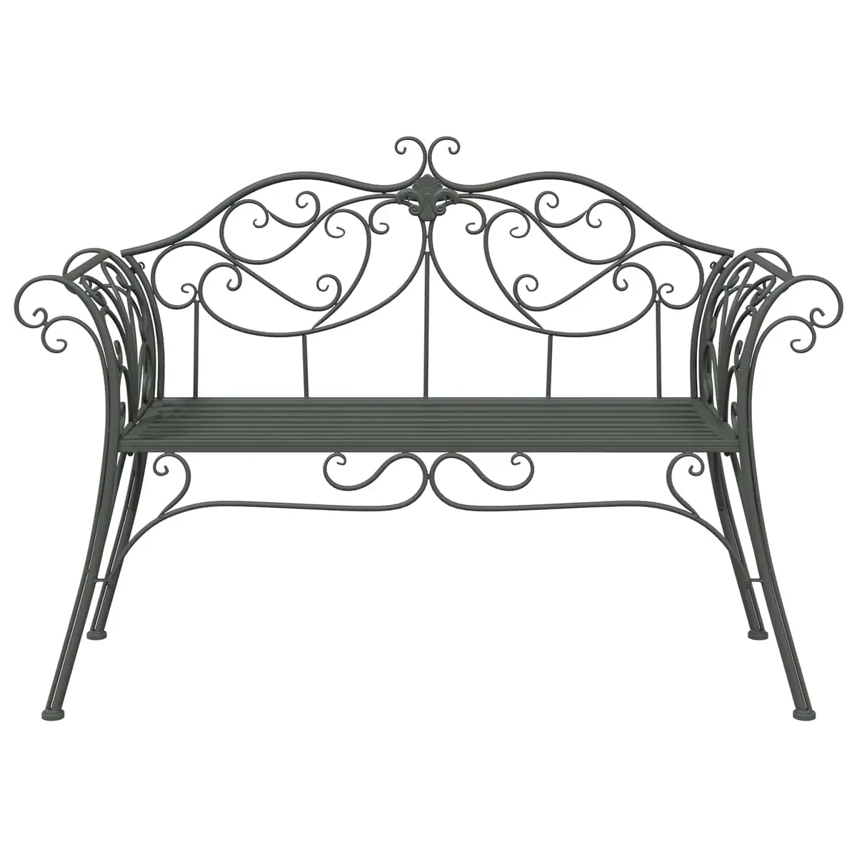Garden Bench 2-Seater Outdoor Seating Steel Silver Grey 130cm Backyard Furniture