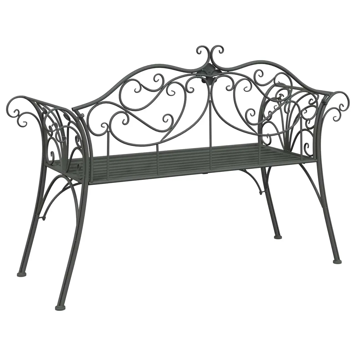 Garden Bench 2-Seater Outdoor Seating Steel Silver Grey 130cm Backyard Furniture