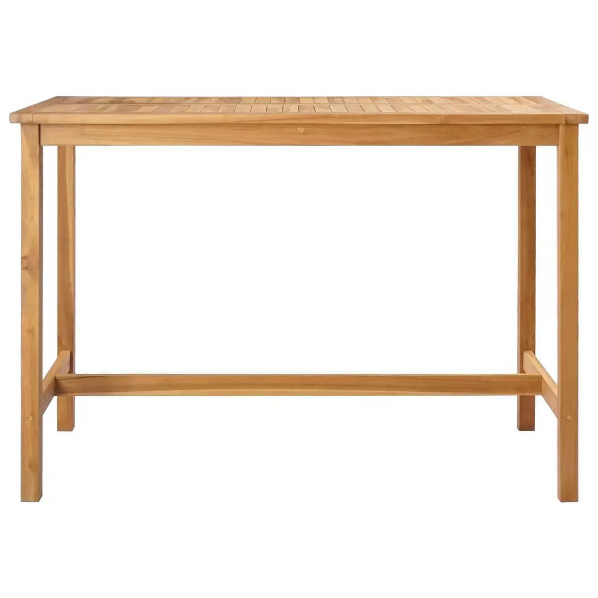 Outdoor Bar Table Solid Teak Wood Slatted Top Footrest Patio Garden Brown