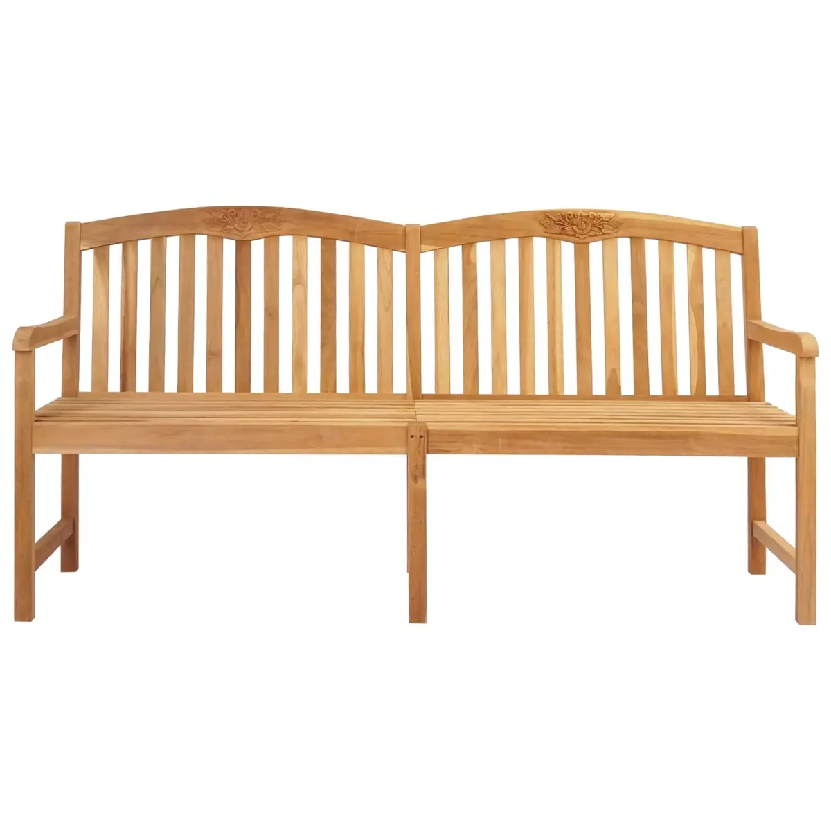 Outdoor Garden Bench Solid Teak Wood Slat Back Patio Seating Natural Brown 150cm