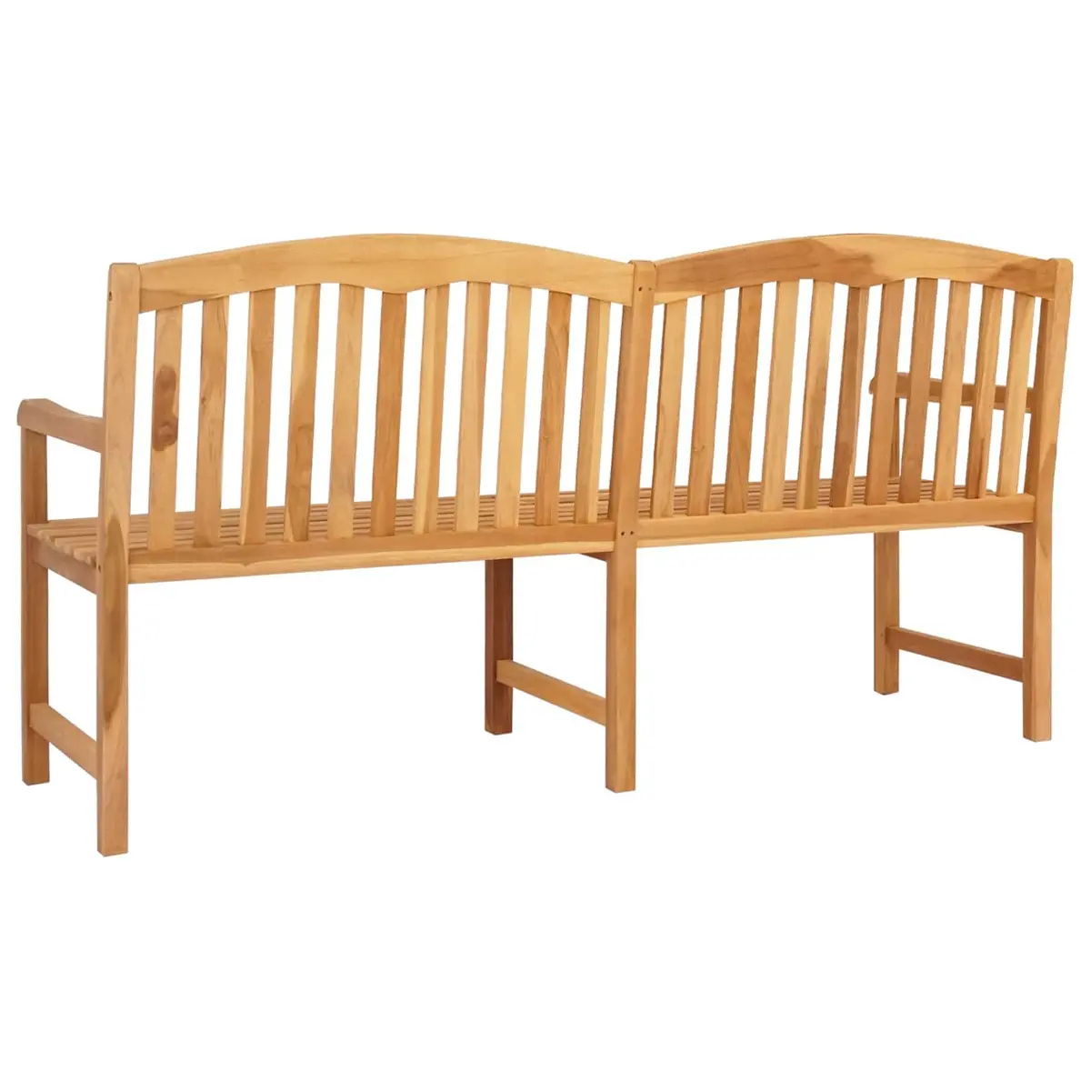 Outdoor Garden Bench Solid Teak Wood Slat Back Patio Seating Natural Brown 150cm