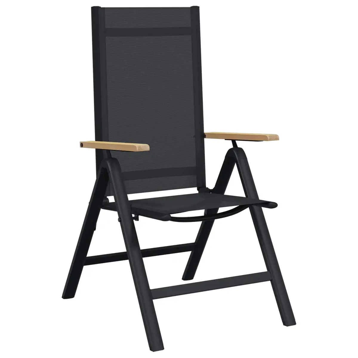 Reclining Outdoor Chair Black 58x73x111.5cm Garden Lounger Multi-Position