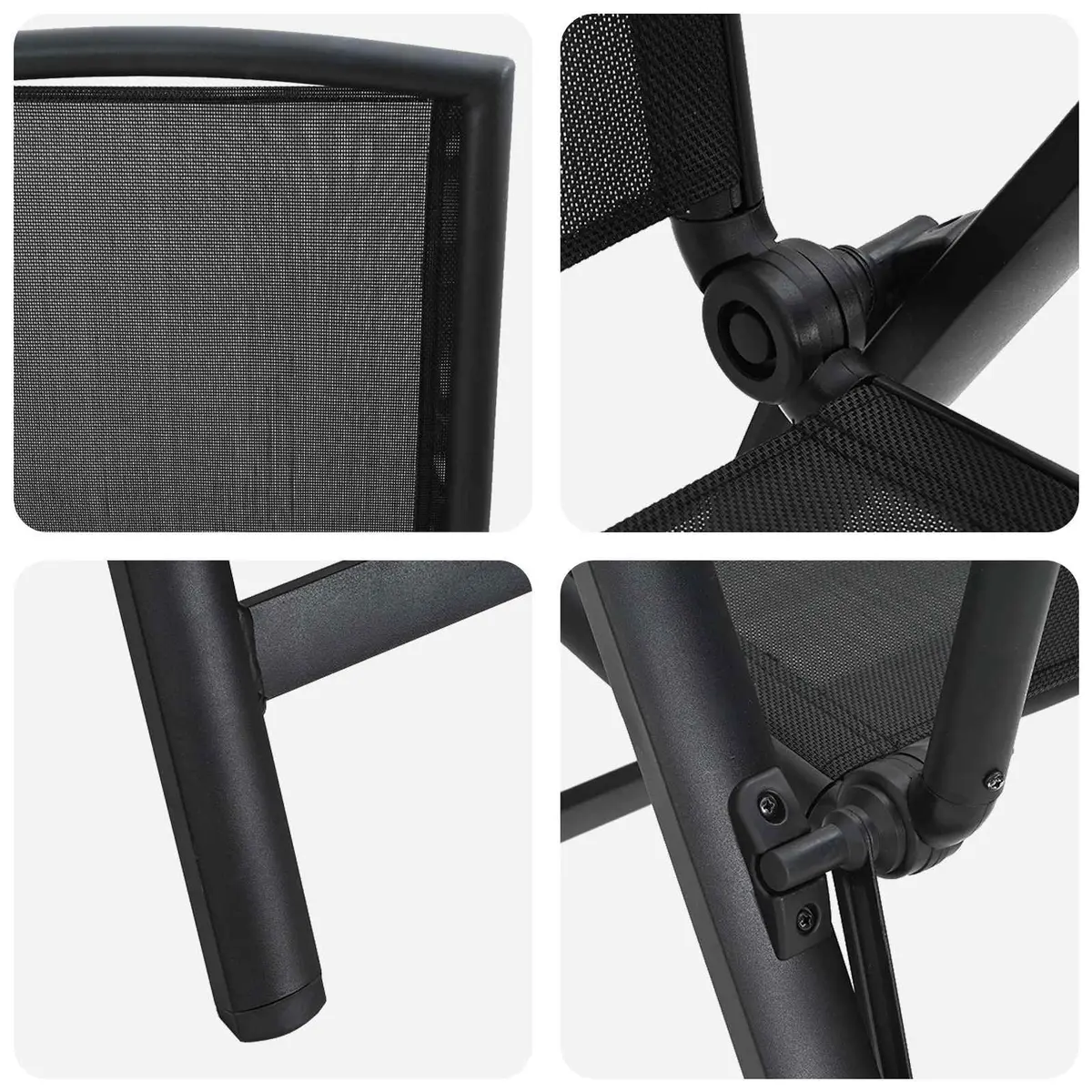 Reclining Garden Chairs 2 pcs Black Outdoor Seating Foldable Adjustable Backrest