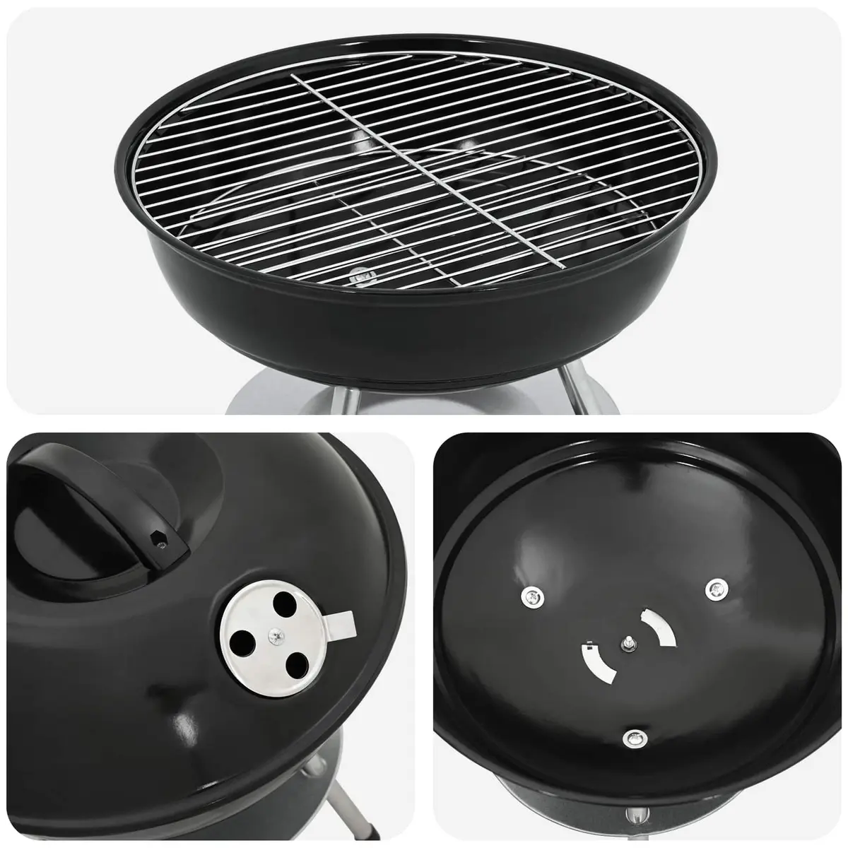 36.5cm Black Charcoal Grill for Outdoor Cooking