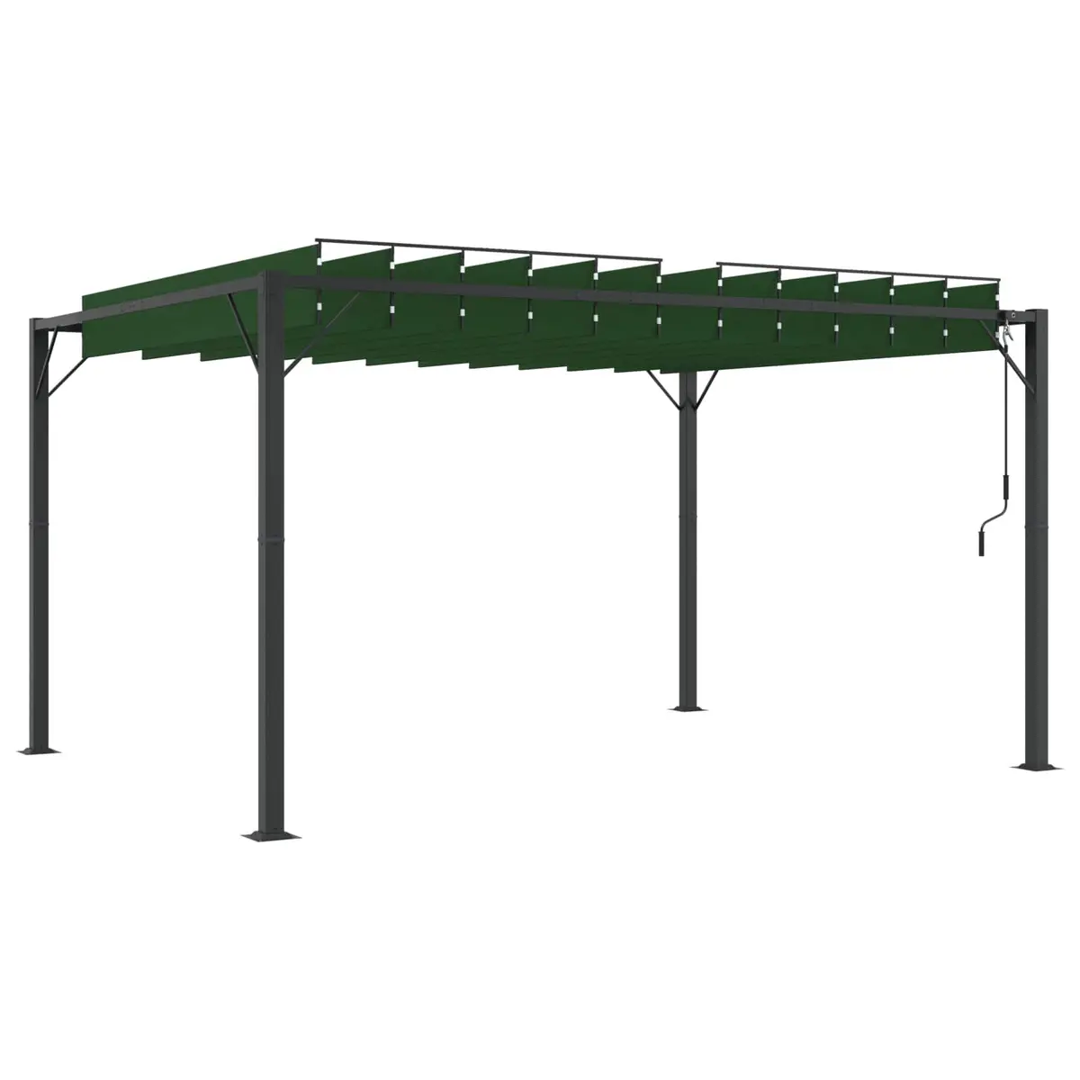 Outdoor Canopy Gazebo Green Adjustable Louvered Roof 3 x 4 m Aluminium Frame for Garden Patio Poolside Relaxation