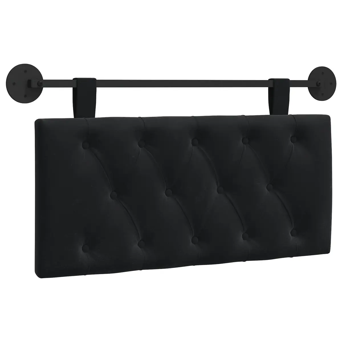 Hanging Headboard with LED Light Button Tufted Velvet Modern Bedroom Wall Mount