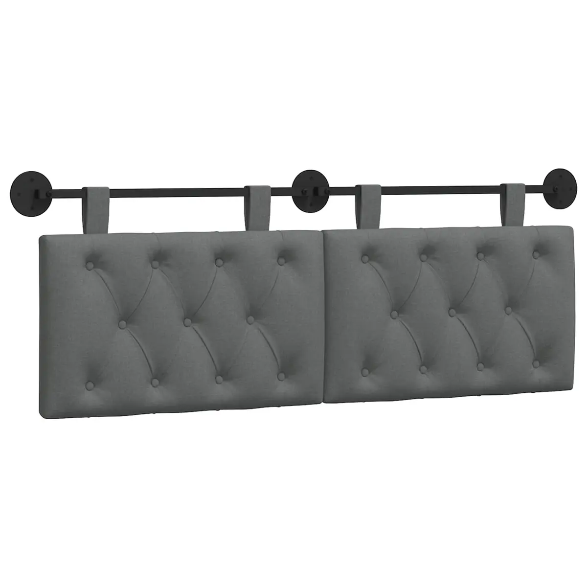 Hanging Headboard Wall-Mounted Button-Tufted Grey Fabric