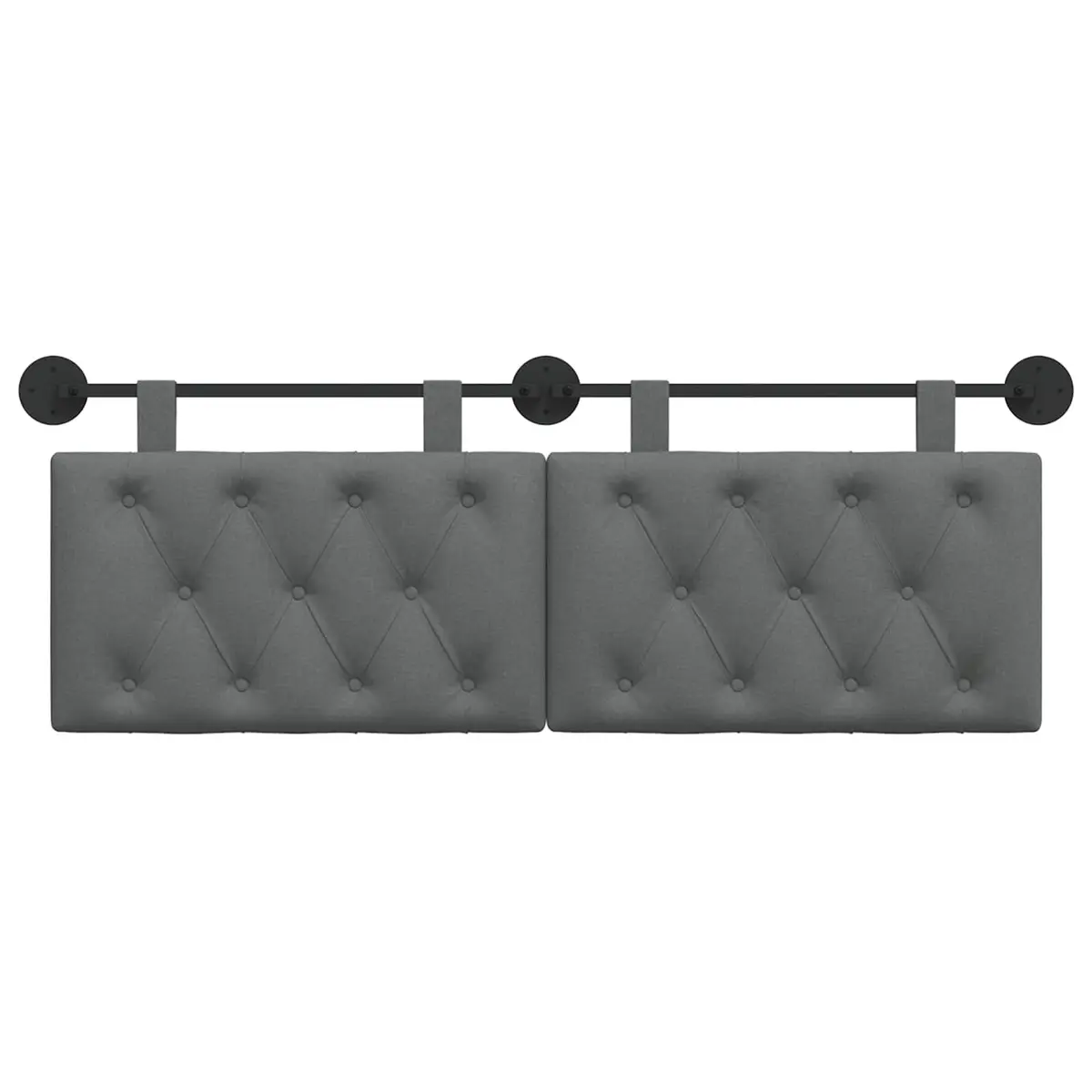 Hanging Headboard Wall-Mounted Button-Tufted Grey Fabric